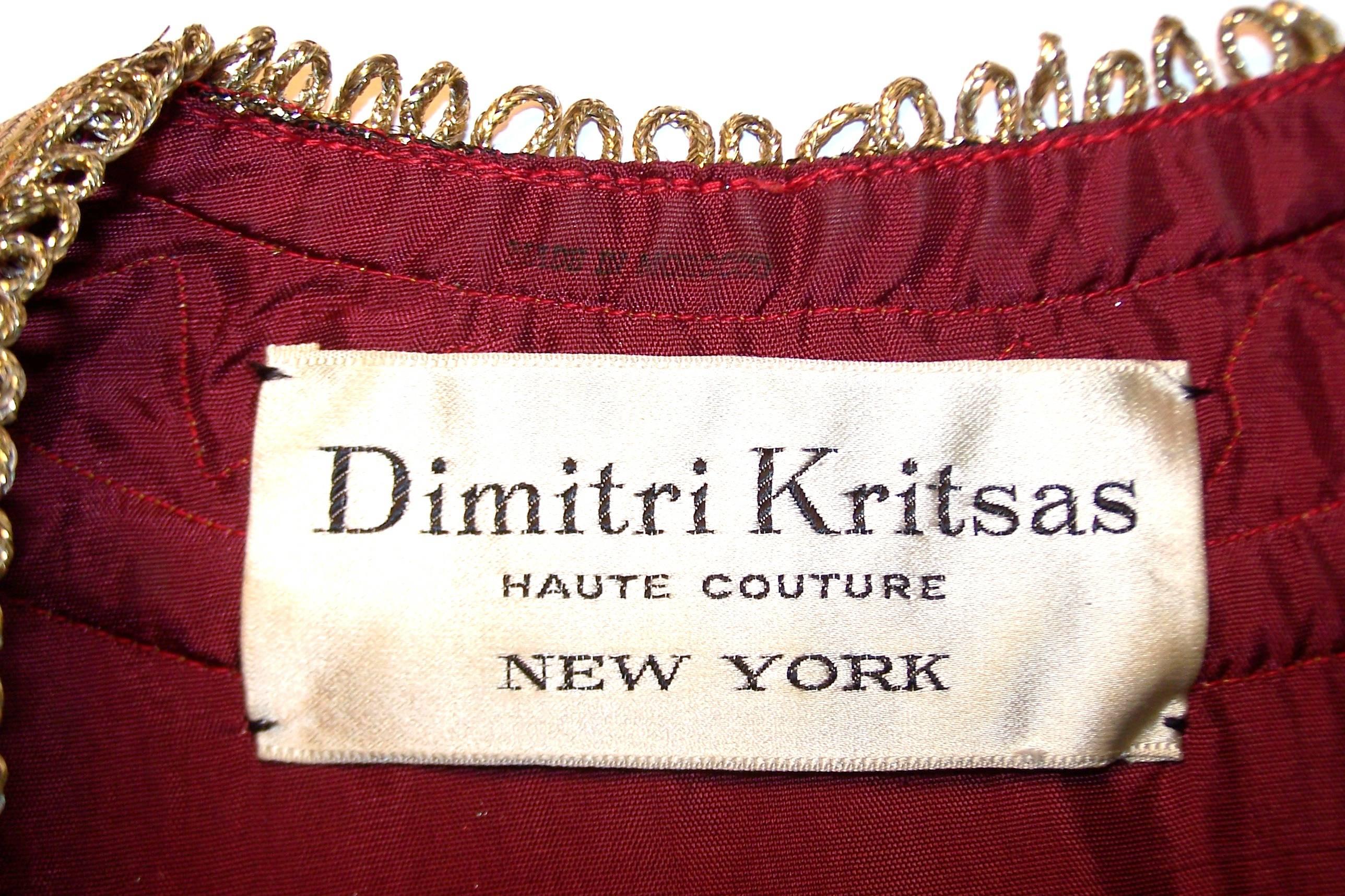 1960's Dimitri Kritsas Exotic Moroccan Gold Brocade Tunic Top  2