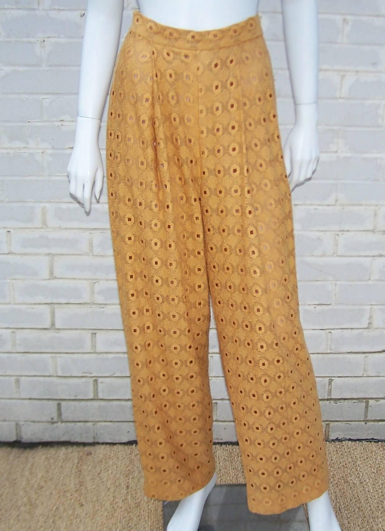 1980's Bob Mackie 3-Piece Linen Pants & Halter Top Outfit 3