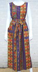 Fun 1960's Design House Paisley Pinafore Apron Dress Made in Japan
