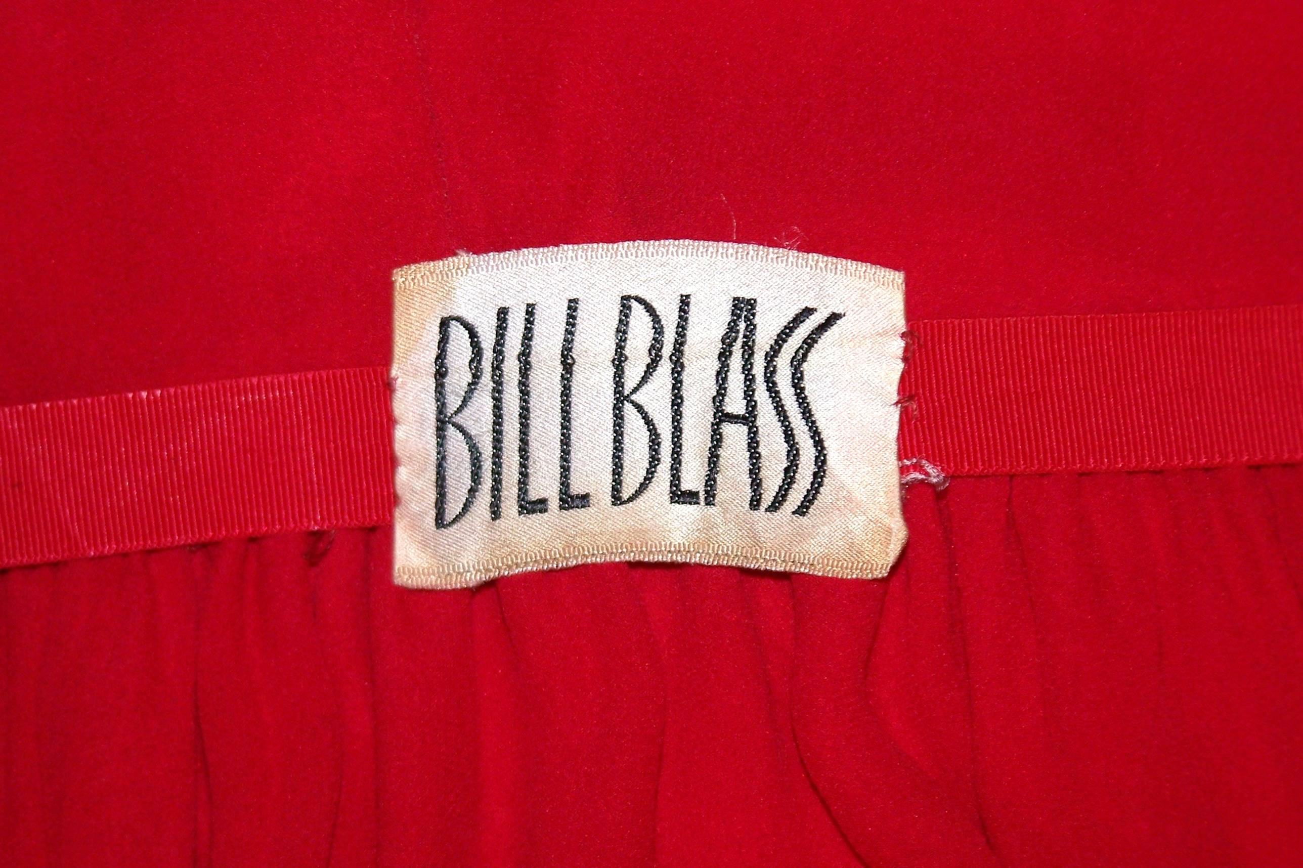 1970's Bill Blass Lipstick Red Chiffon Cocktail Dress 5
