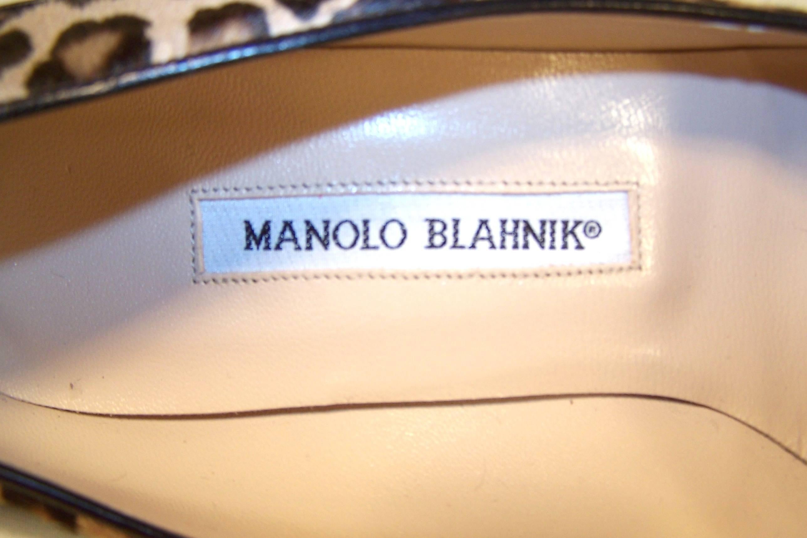 Classic Manolo Blahnik Leopard Printed Pony Stiletto Heeled Pumps 4