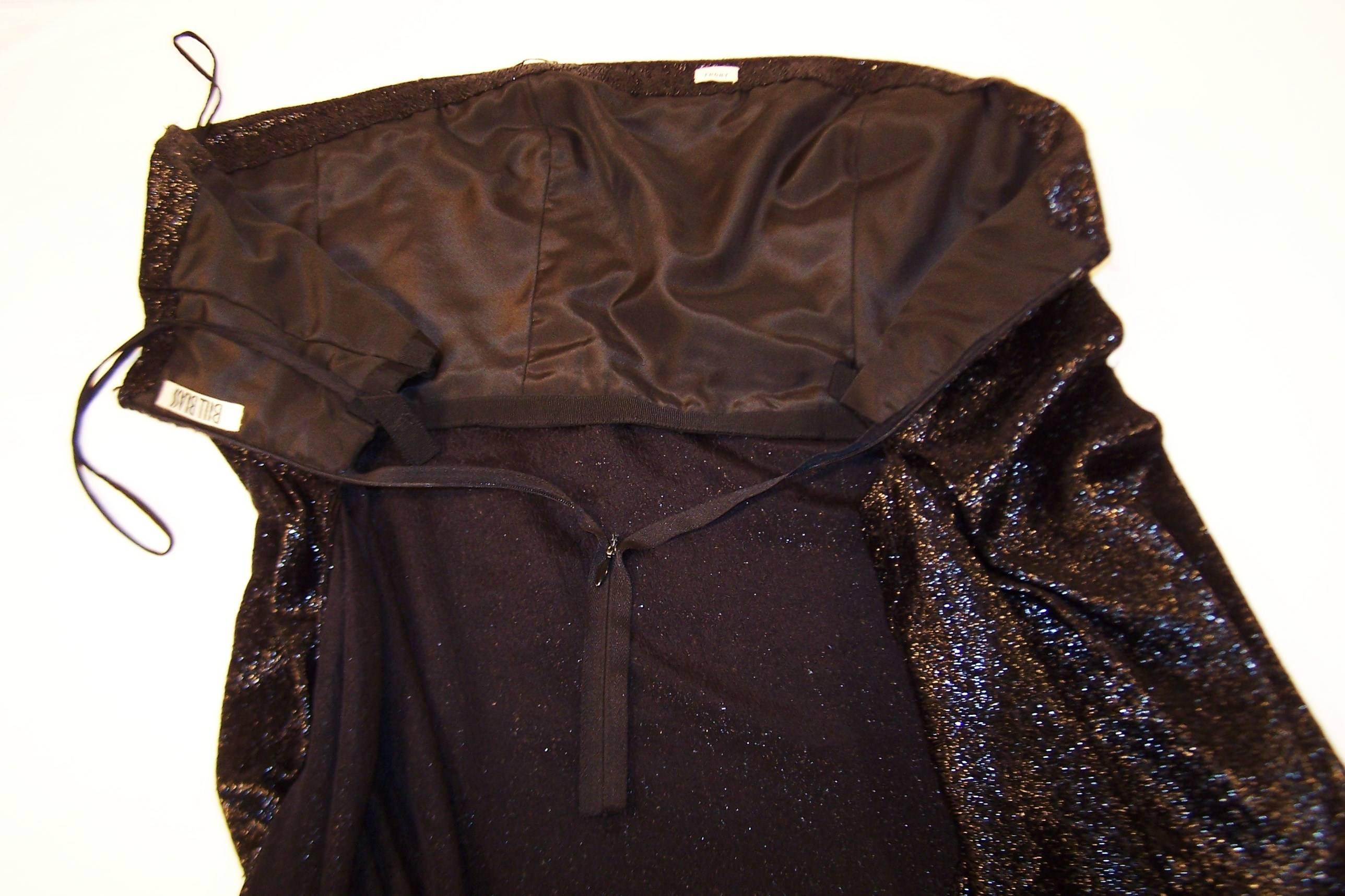 1970's Bill Blass Black Ice Strapless Column Dress With Sash 5