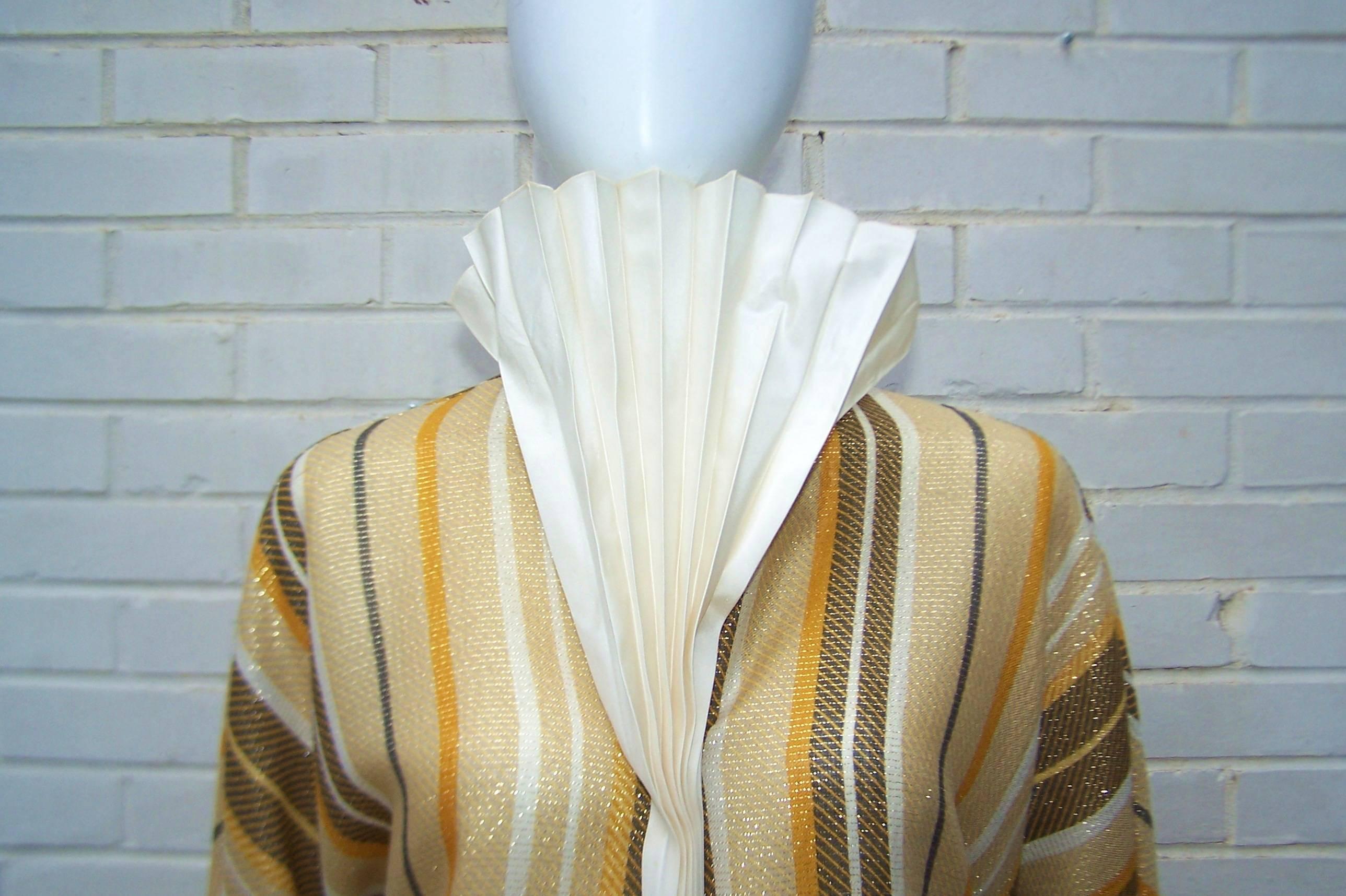 1980's Gianfranco Ferre Striped Gold Lurex Dandy Style Blouse 2
