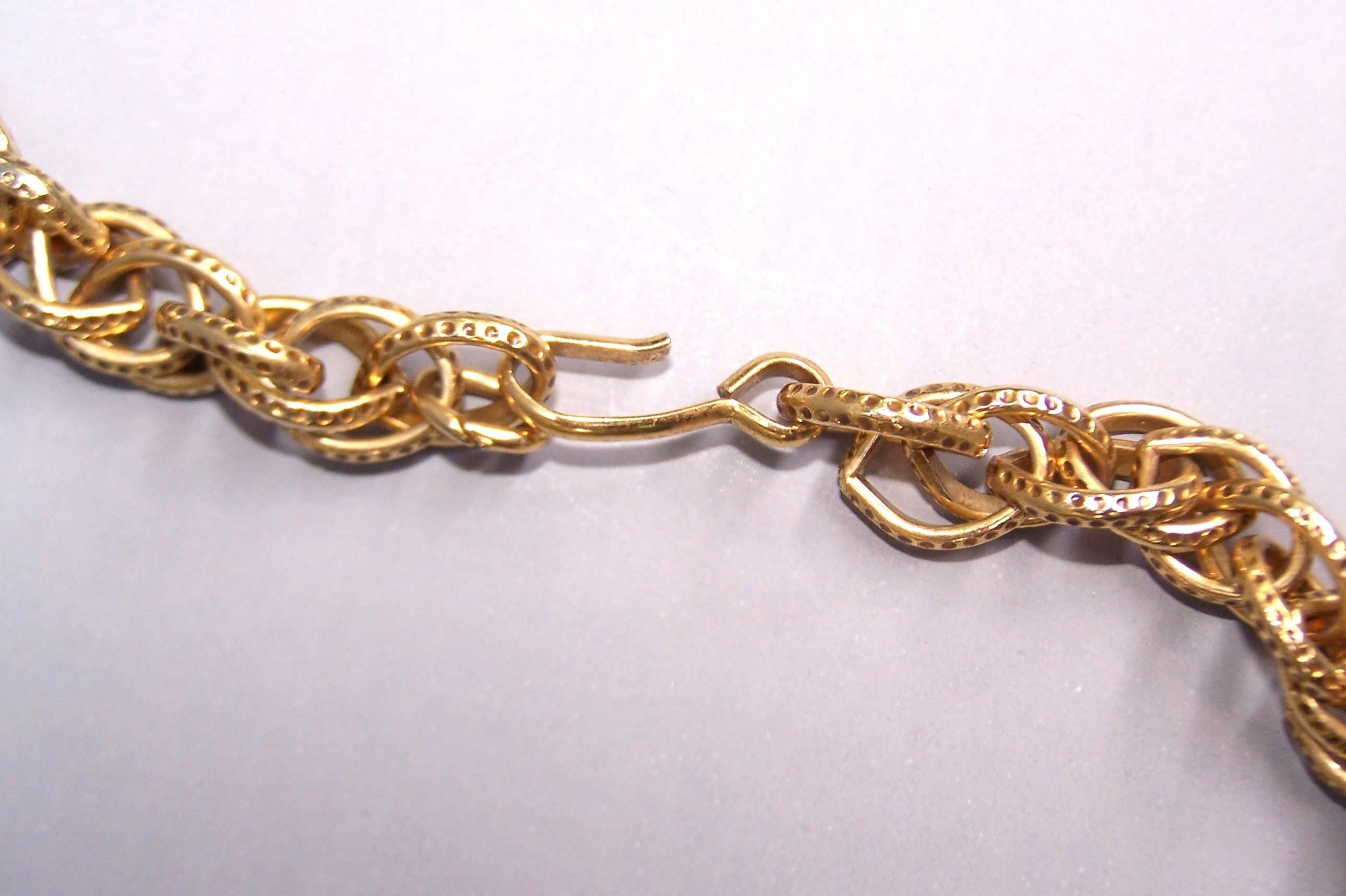 1980's Gold Tone Charm Necklace With Rope Style Chain  3