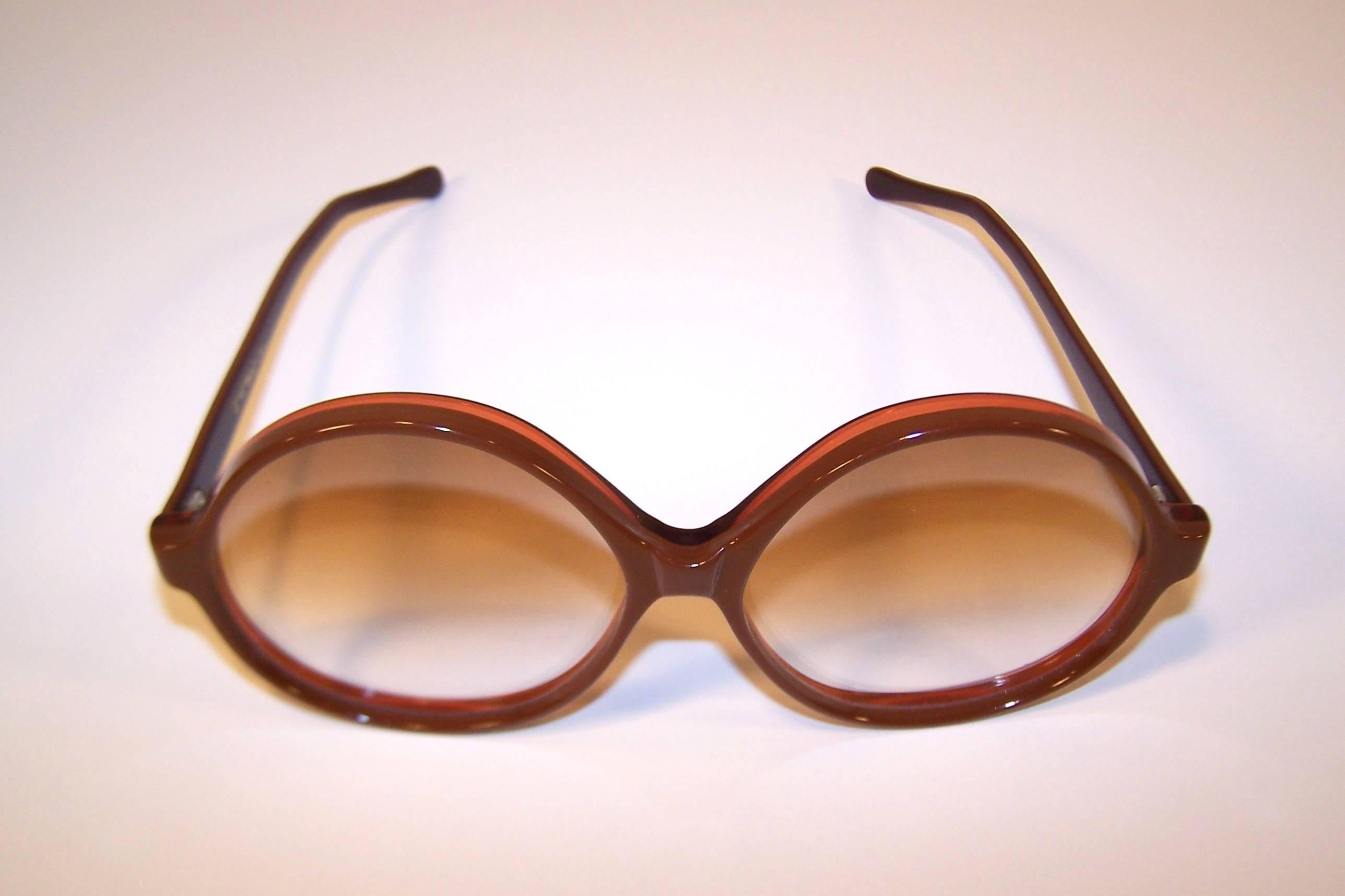 Supersized 1970's Renauld Brown & Orange Large Frame Sunglasses 1