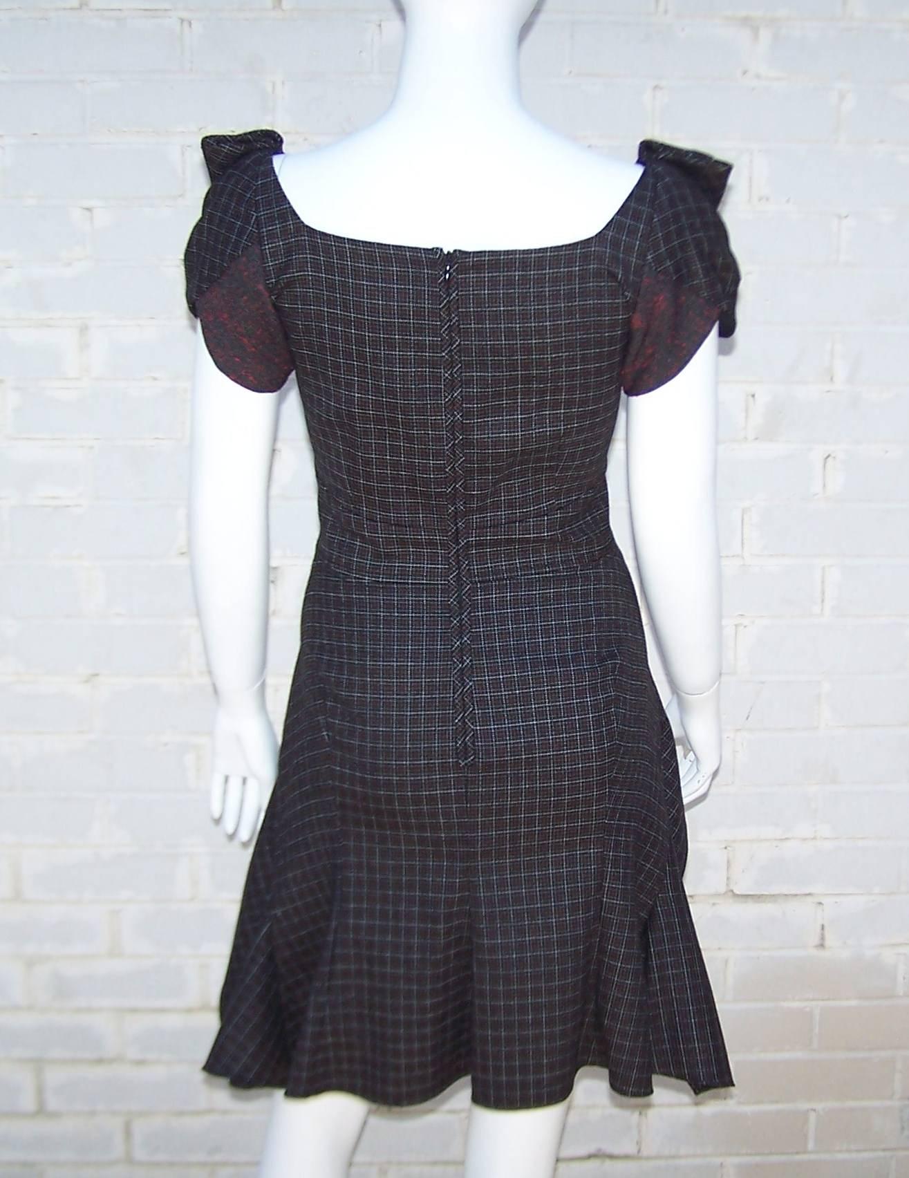 Women's Flirty Zac Posen Punk Style Micro Plaid Dress