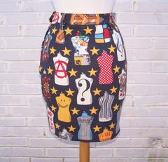 Fun 1990's Moschino Jeans Pop Art Print Flannel Skirt