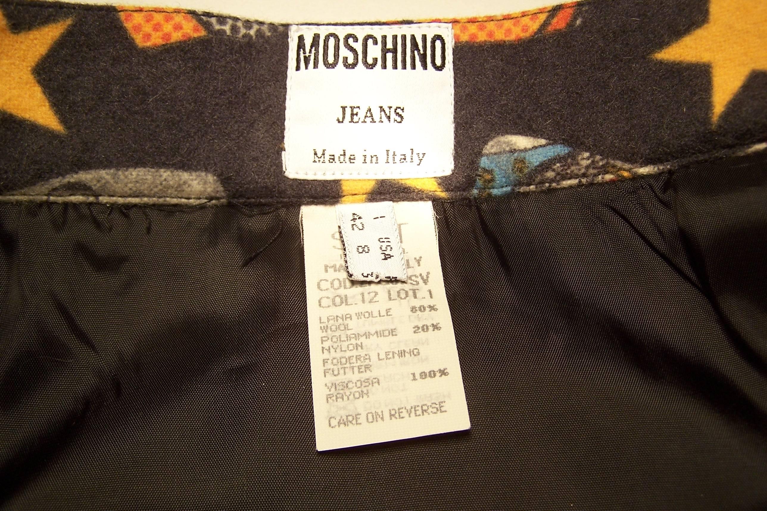 Fun 1990's Moschino Jeans Pop Art Print Flannel Skirt  1