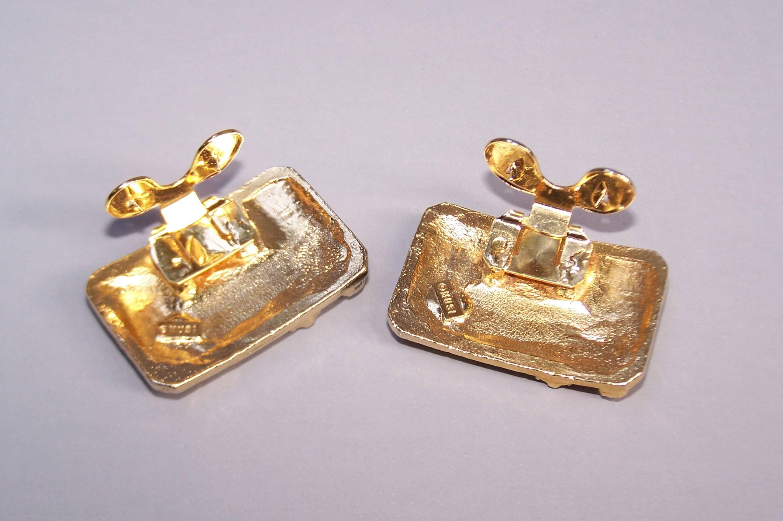 1980's Musi Bejeweled Gold Tone Shoe Clips 1