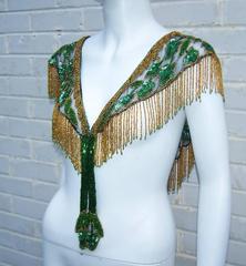 1970's Edwardian Style Beaded & Fringed Bohemian Bib Collar