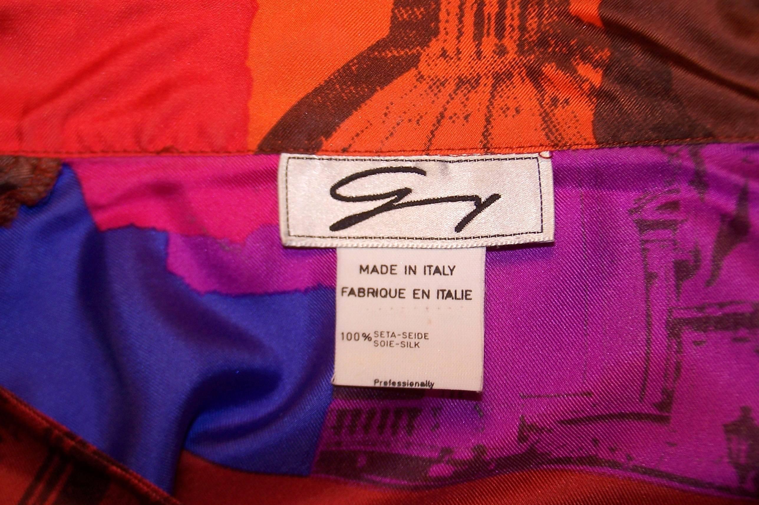 C.1980 Colorful Genny Pop Art Style Silk Blouse 2
