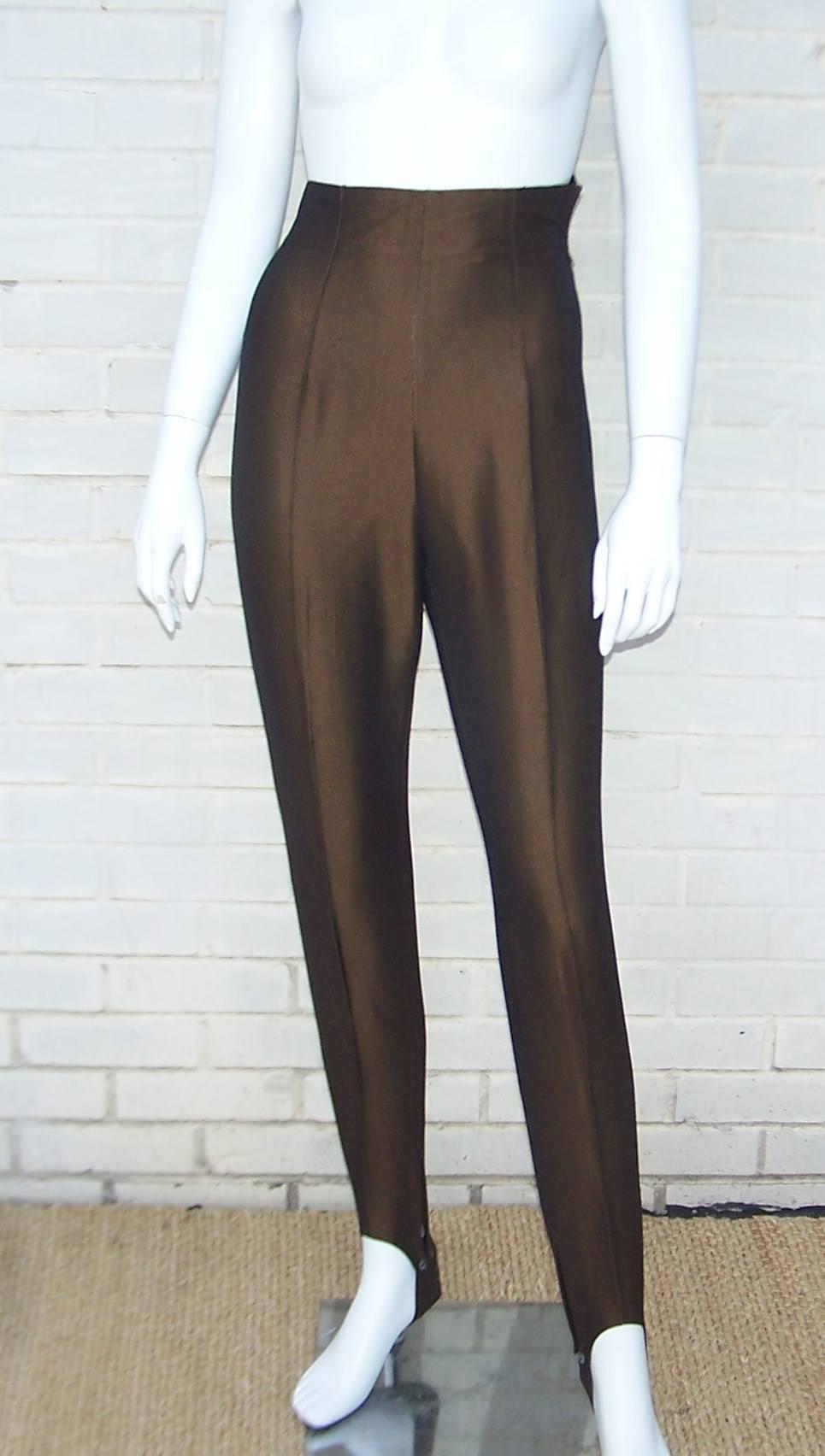 Androgynous 1980's Romeo Gigli Bronze Cutaway Jacket & Stirrup Pants In Good Condition In Atlanta, GA