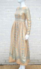 C.1970 Jeannene Booher Mughal Inspired Metallic Brocade Empire Waist Dress