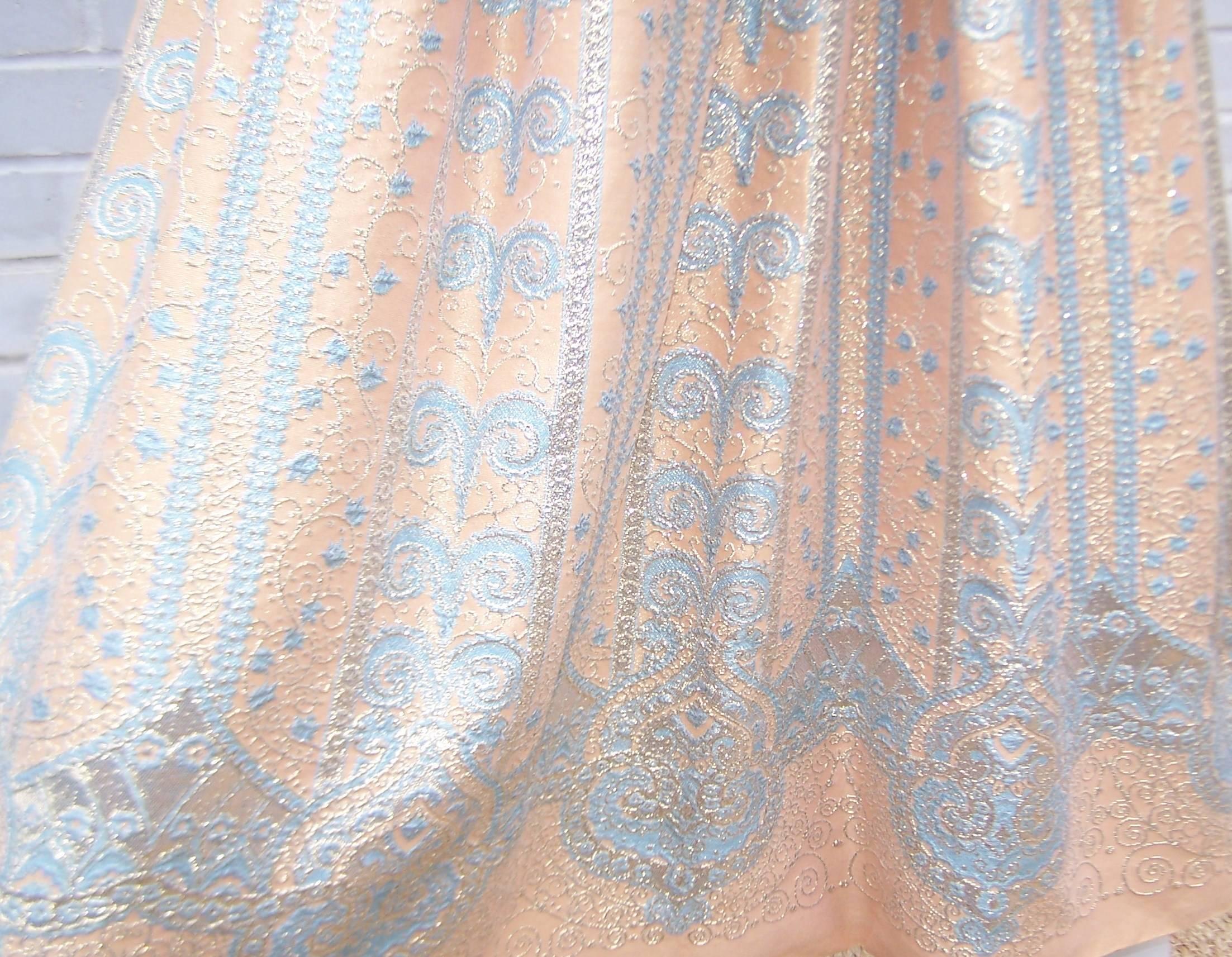 C.1970 Jeannene Booher Mughal Inspired Metallic Brocade Empire Waist Dress 2