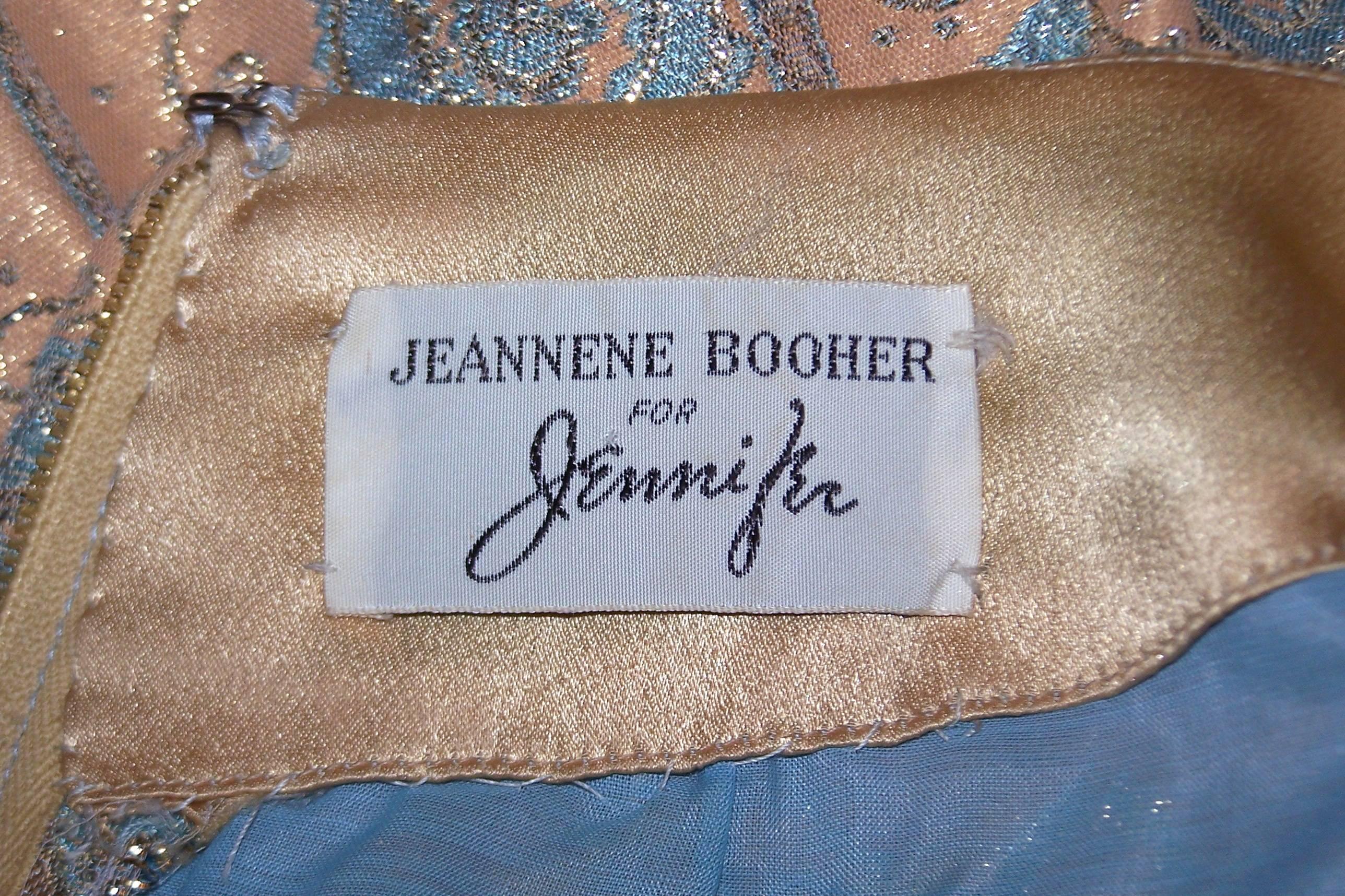 C.1970 Jeannene Booher Mughal Inspired Metallic Brocade Empire Waist Dress 4