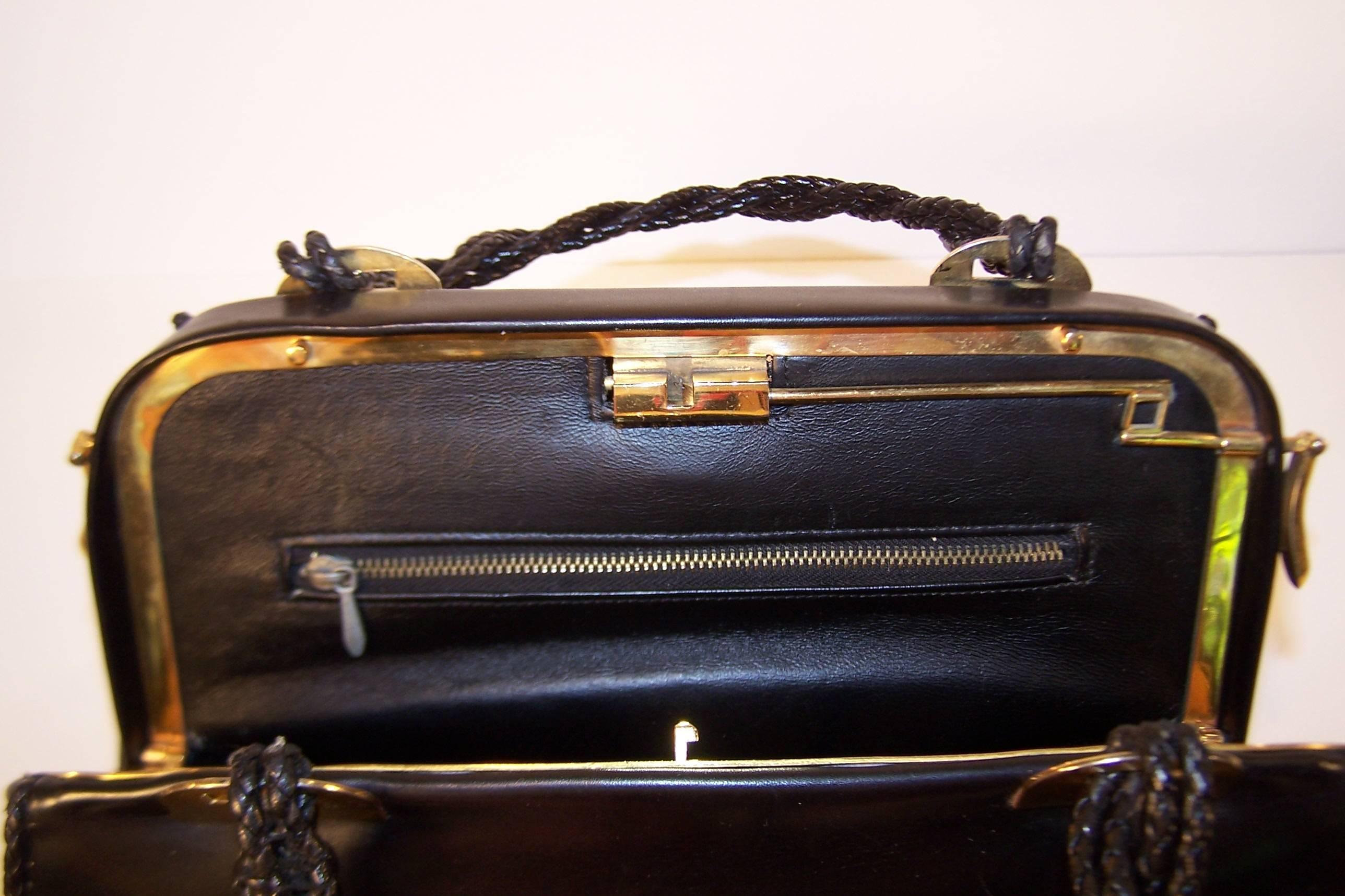 C.1960 Roberta di Camerino Full Leather Two Tone Satchel Handbag 2