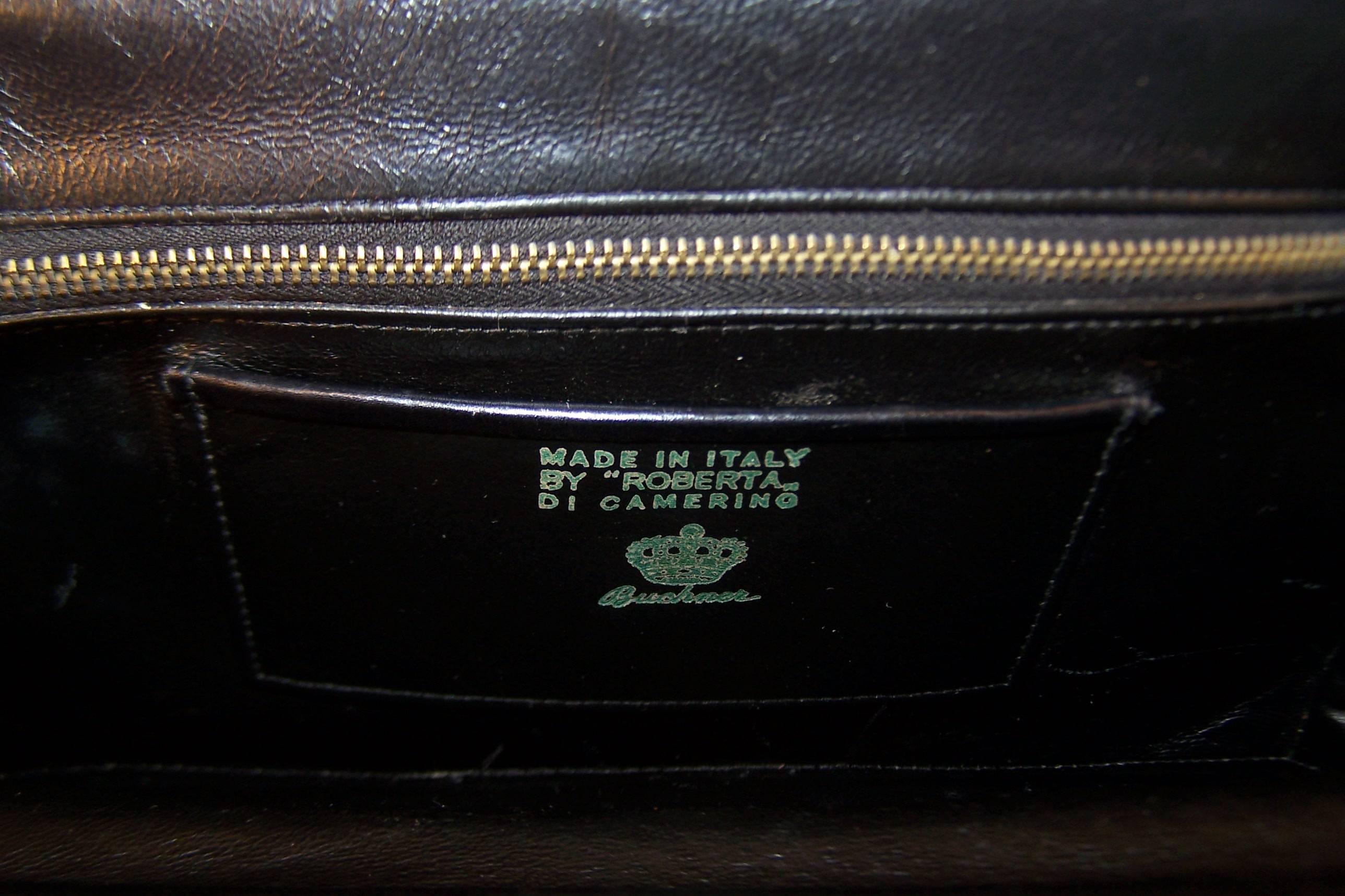 C.1960 Roberta di Camerino Full Leather Two Tone Satchel Handbag 4