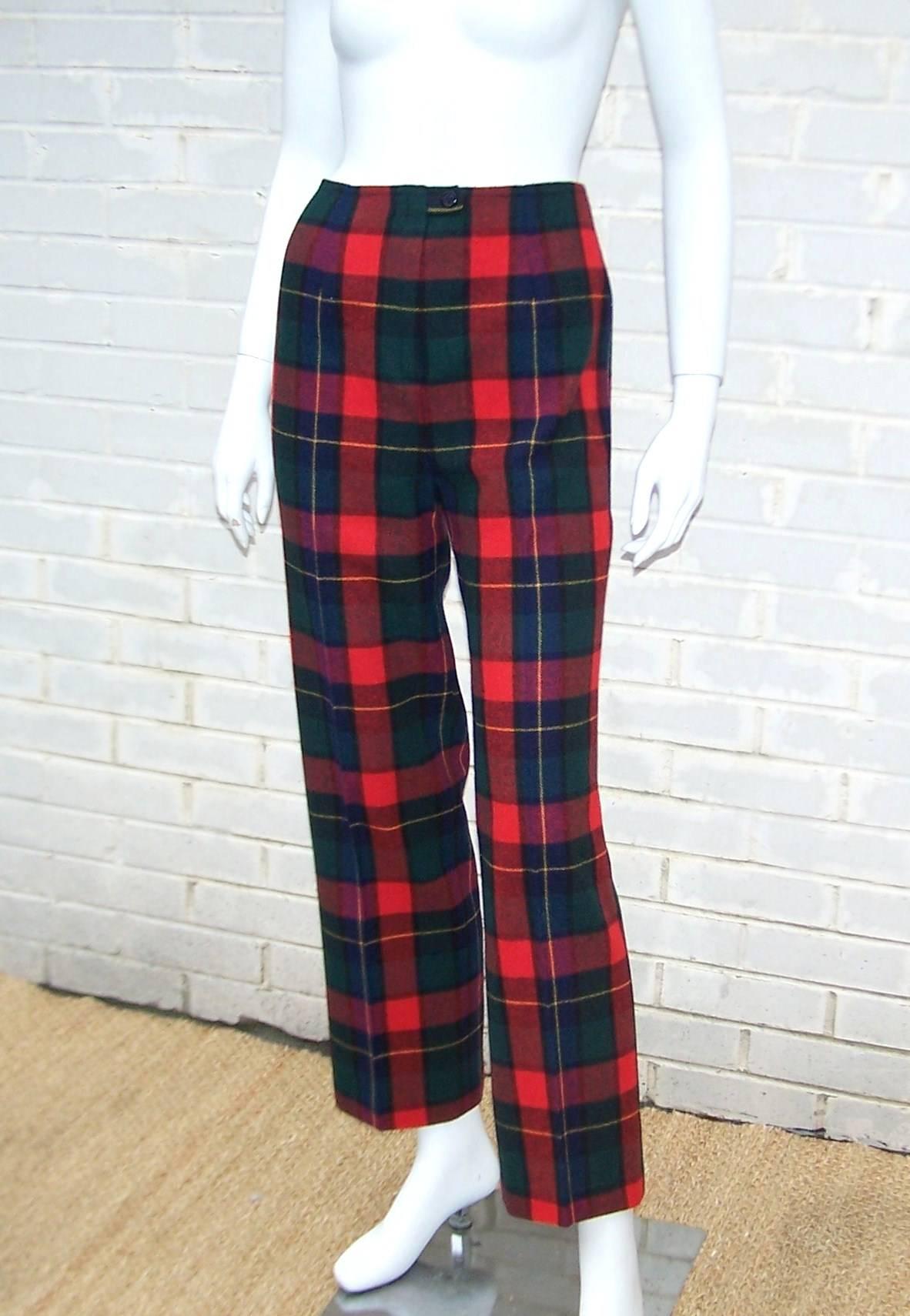 Preppy & Punk C.1970 Classic Pendleton Tartan Plaid Wool Pant Suit 2