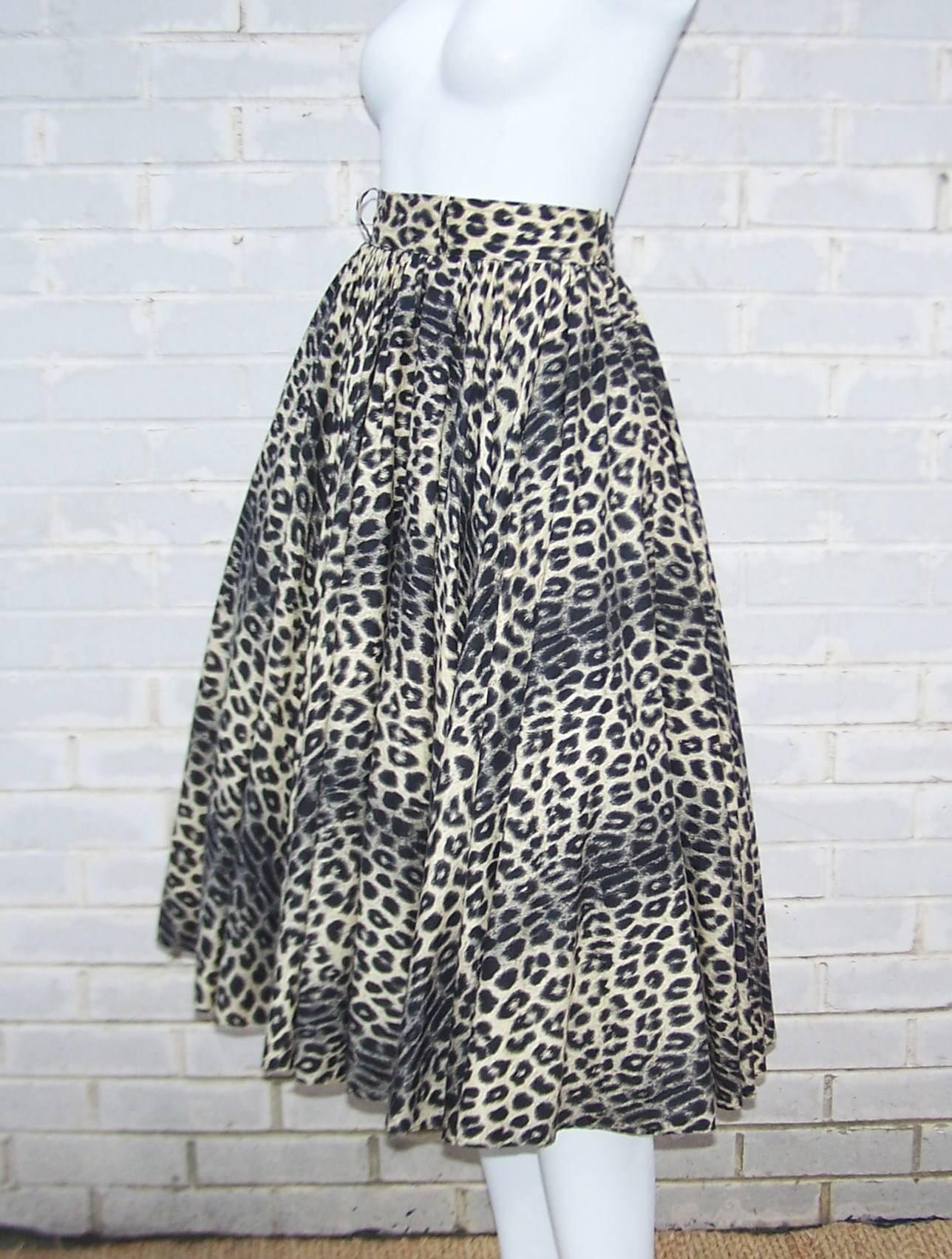Purrrfect 1950's Leopard Print Circle Skirt In Excellent Condition In Atlanta, GA