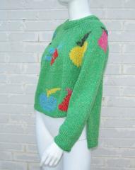 Fruity Fun 1980's Enrico Coveri Cropped Chunky Sweater With Long Tail
