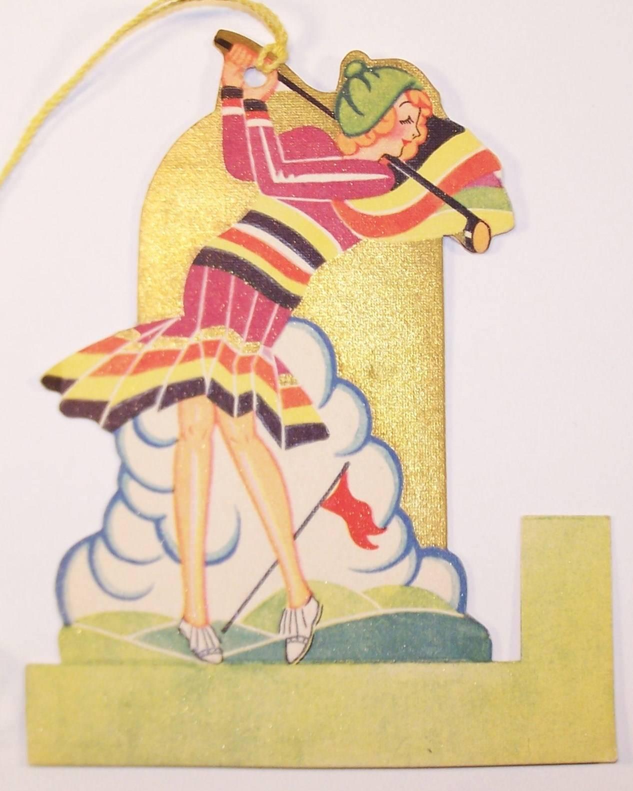 Paper Ephemera 1920's Art Deco Sporting Flapper Girl Bridge Tally Cards 4