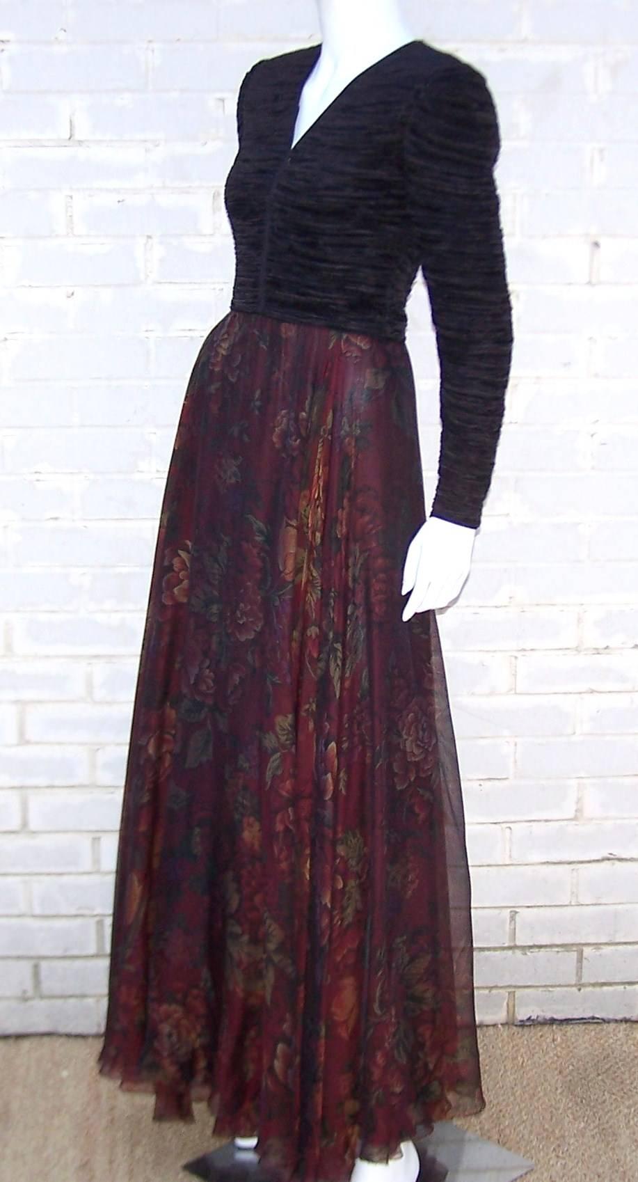 Black 1980's Mary McFadden Couture Gothic Goddess Dress