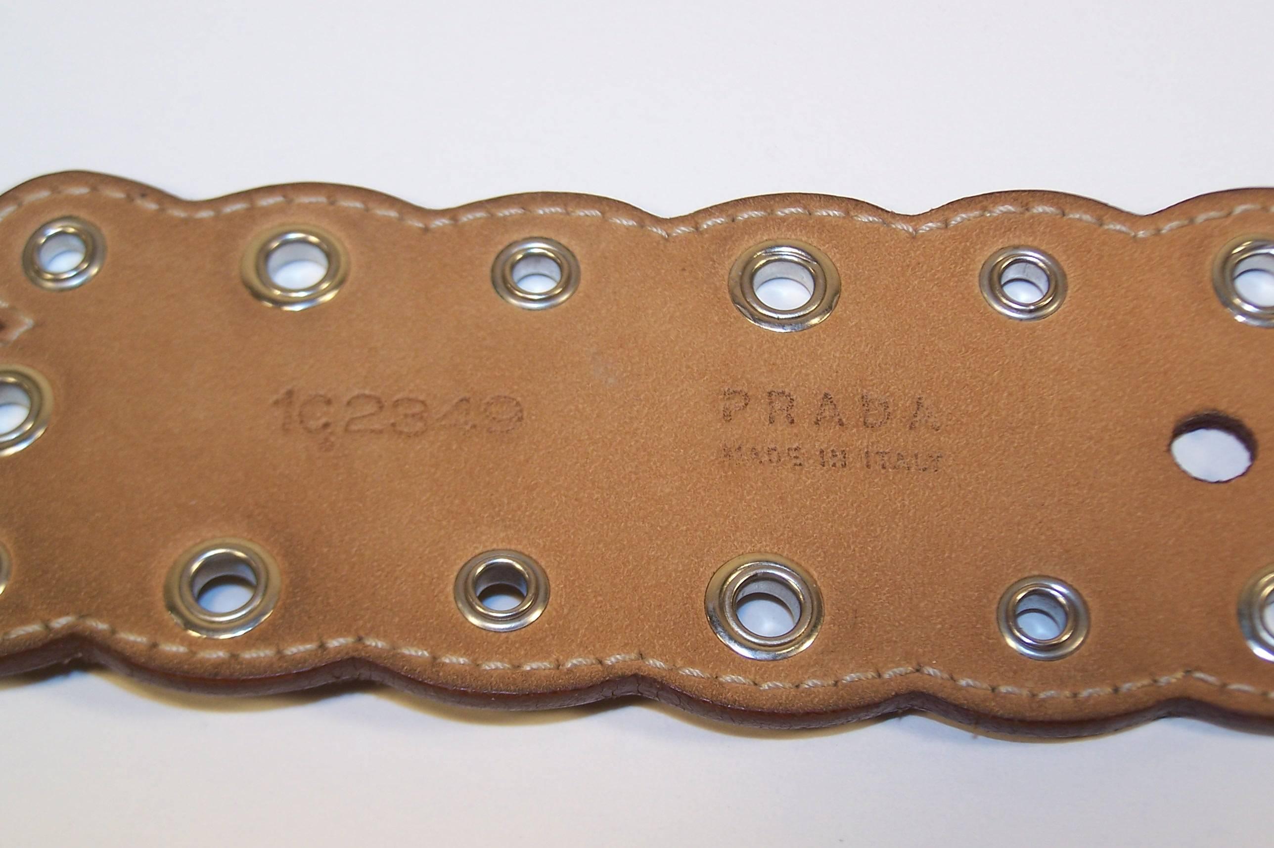 C.2000 Prada Bohemian Inspired Brown Suede Studded Jeans Belt 5