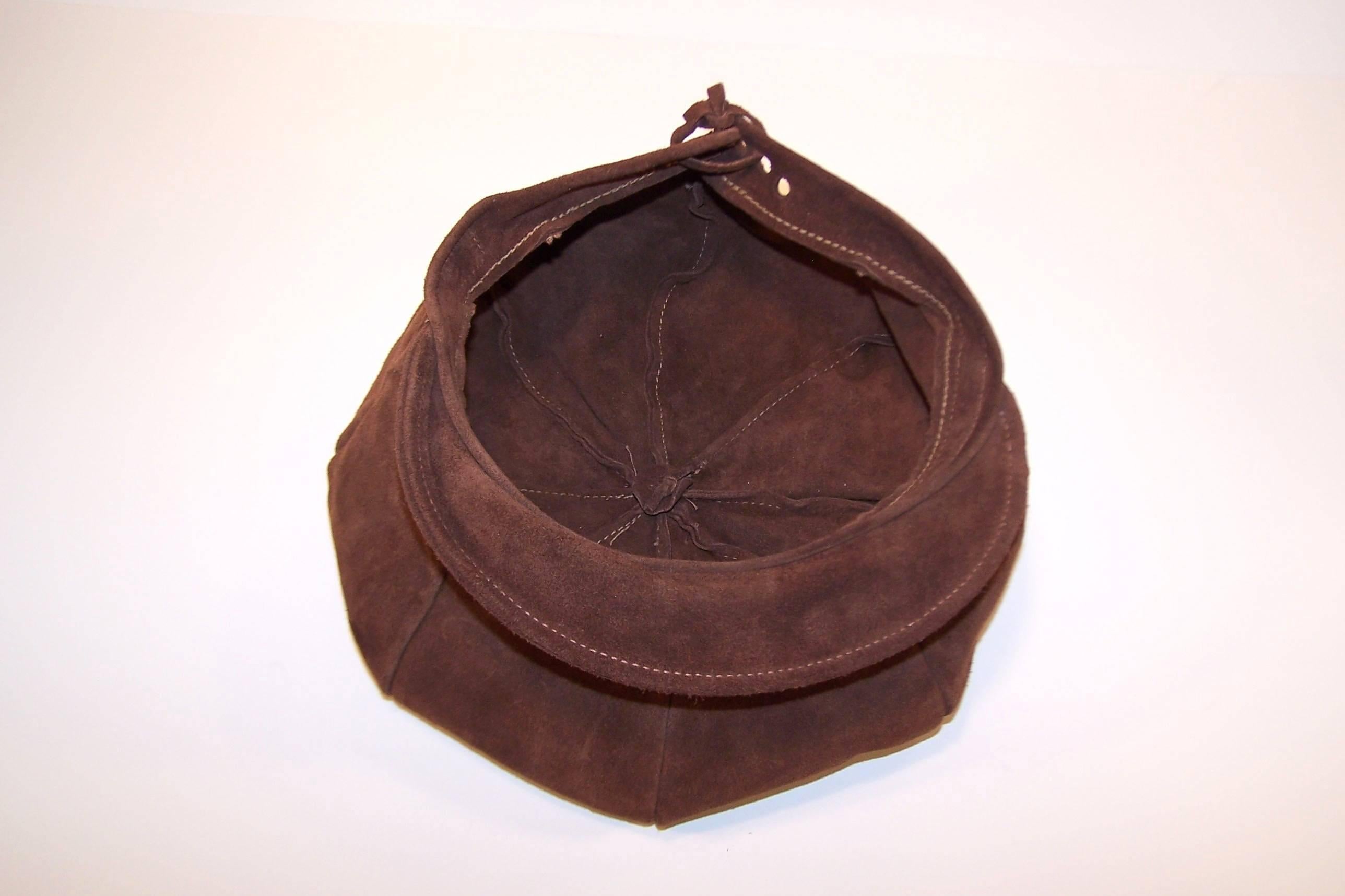 EXTRA! EXTRA! C.1970 Newsboy Style Brown Suede Boho Hat 2
