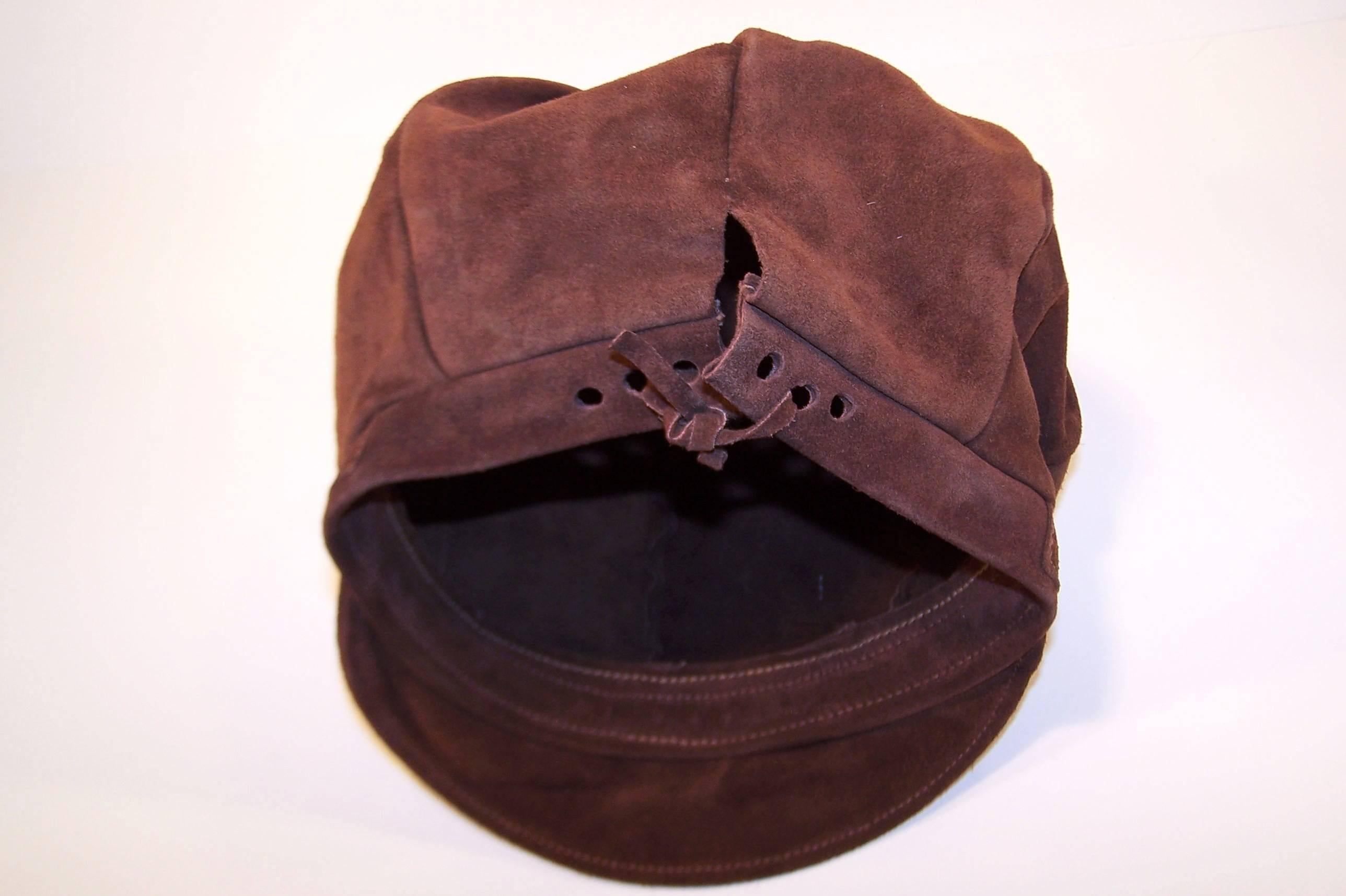 EXTRA! EXTRA! C.1970 Newsboy Style Brown Suede Boho Hat 3