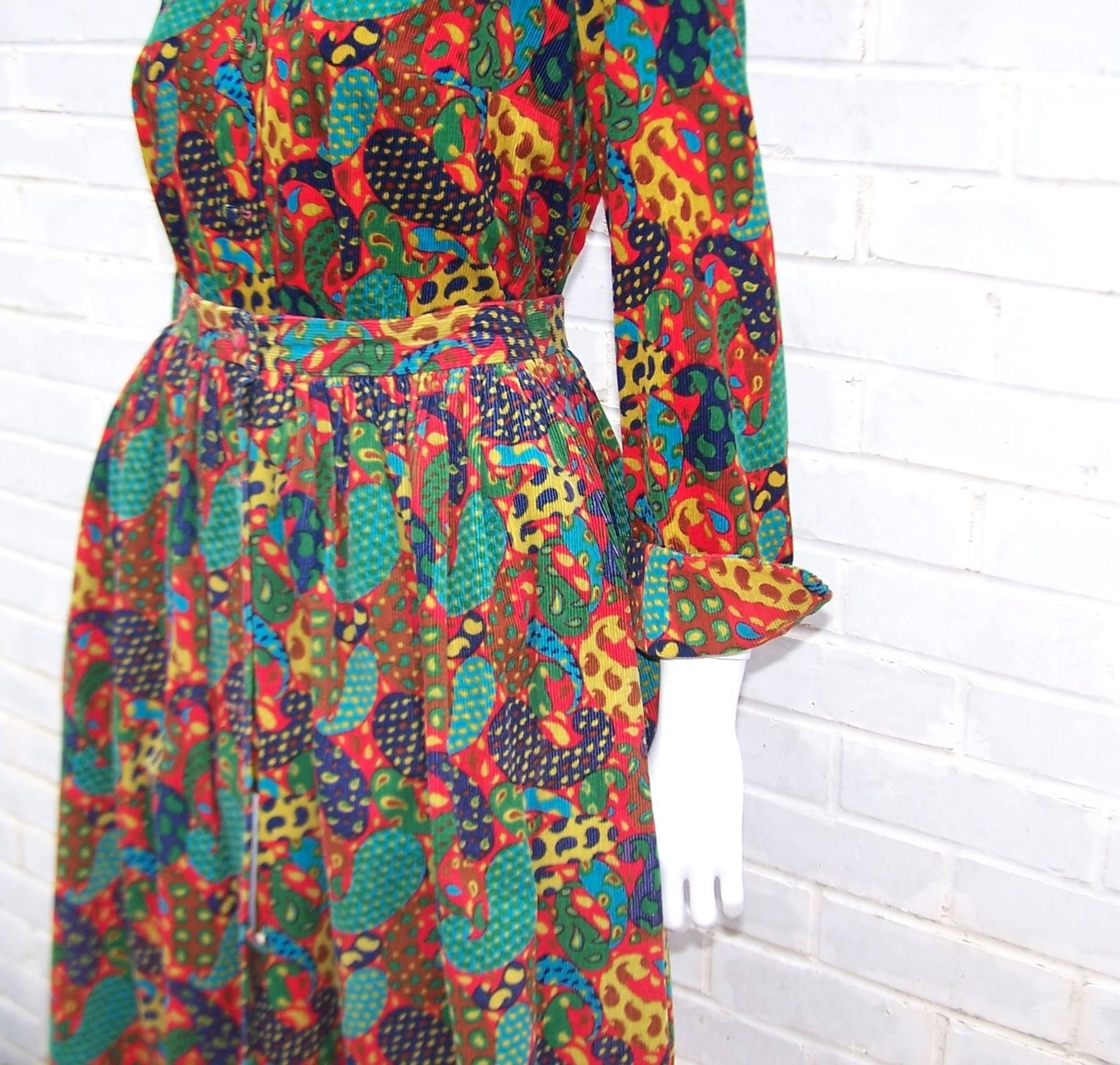 Playful C.1970 Anne Fogarty Corduroy Romper With Bloomer Bottoms & Skirt 2