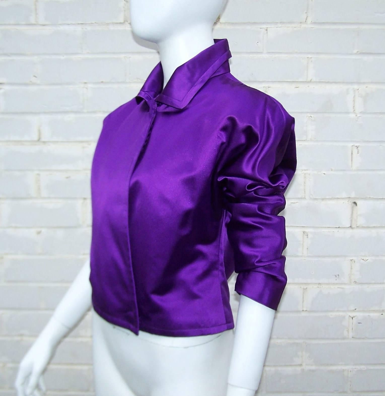 Jockey Style 1980's Ralph Lauren Royal Purple Silk Satin Jacket 2