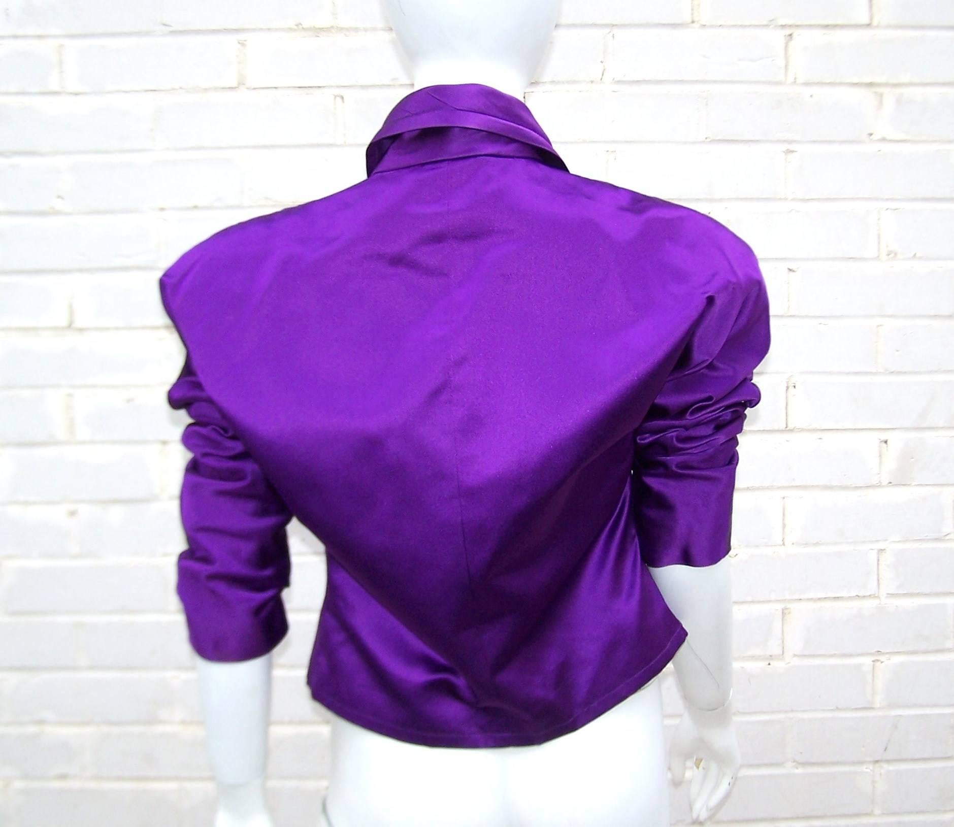 Jockey Style 1980's Ralph Lauren Royal Purple Silk Satin Jacket 4
