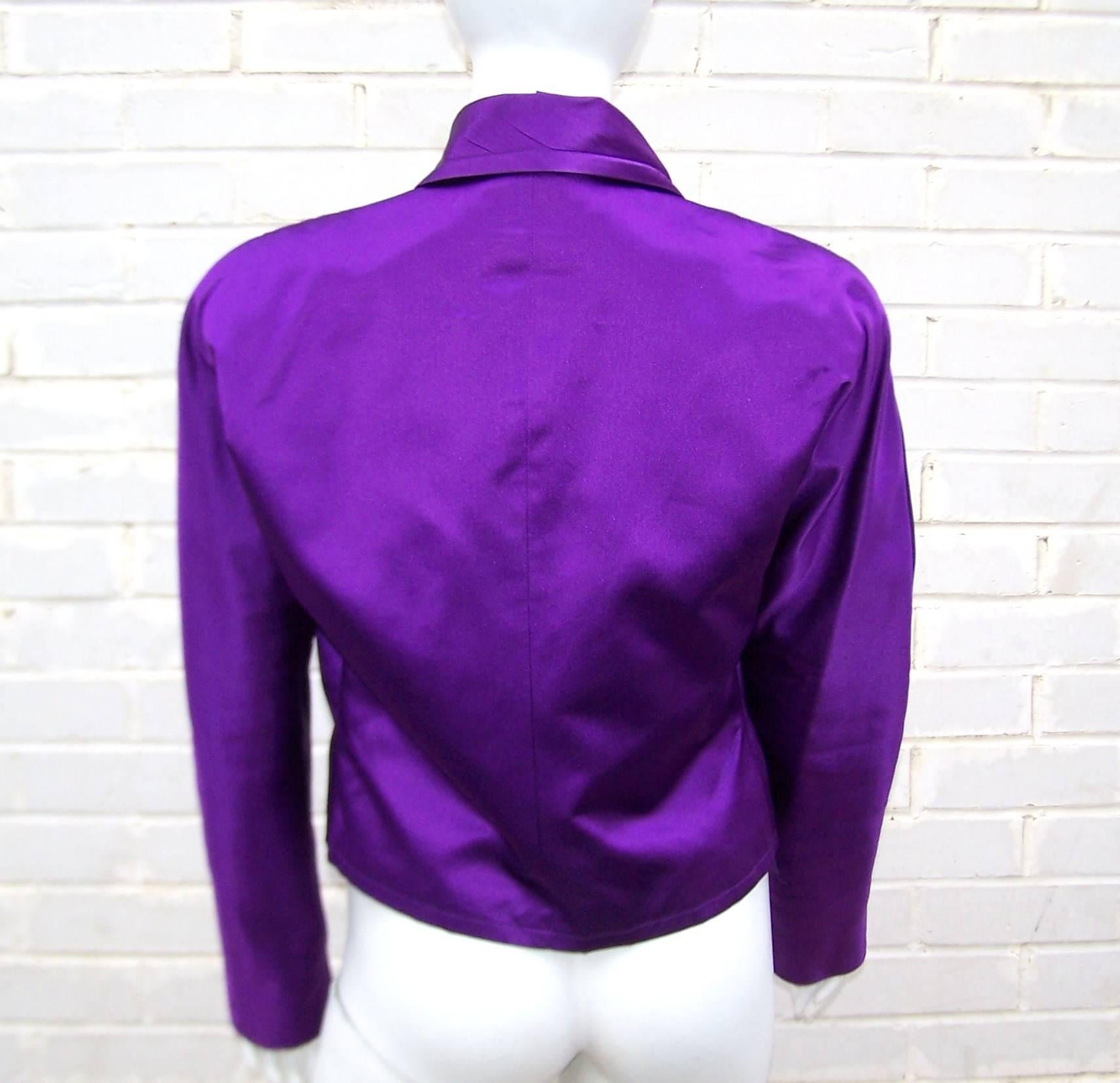 Jockey Style 1980's Ralph Lauren Royal Purple Silk Satin Jacket 5
