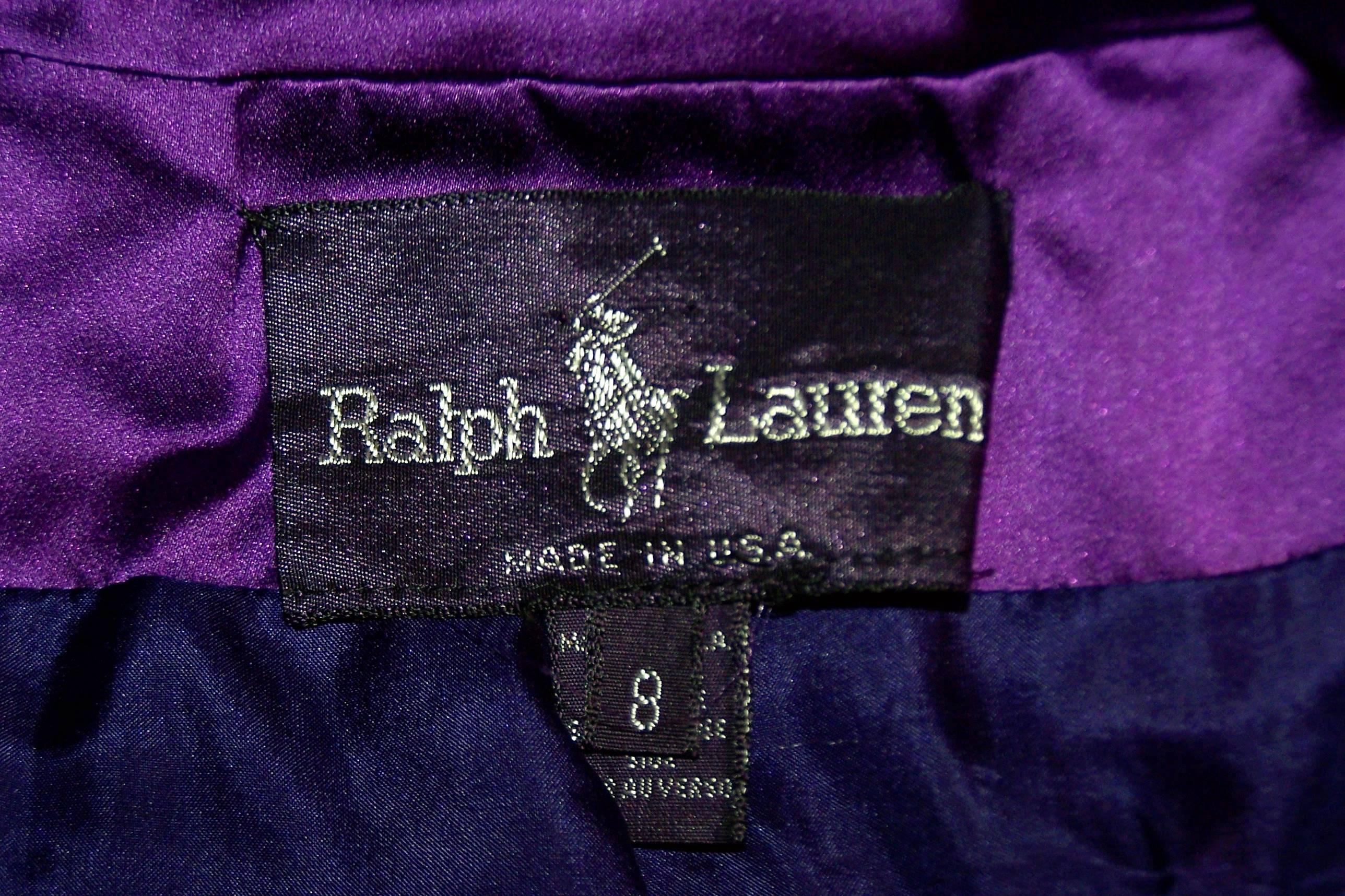 Jockey Style 1980's Ralph Lauren Royal Purple Silk Satin Jacket 6