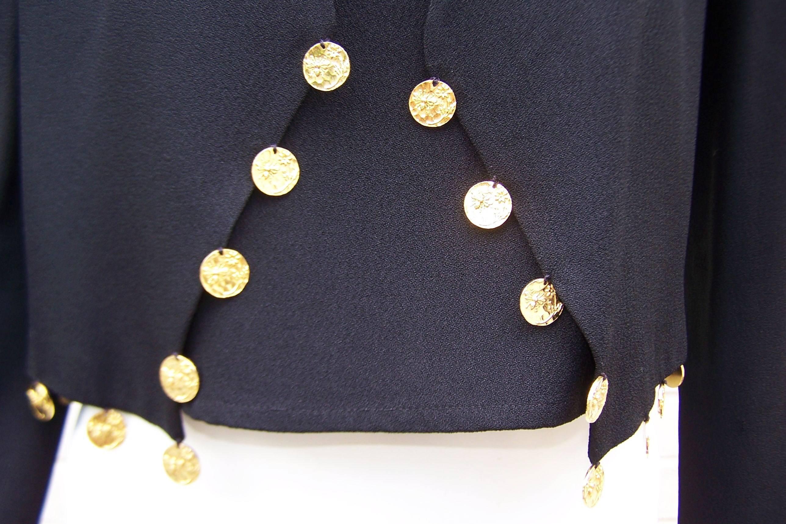 1980's Sonia Rykiel Black Crepe Coin Embellished Jacket With Matching Shell 1