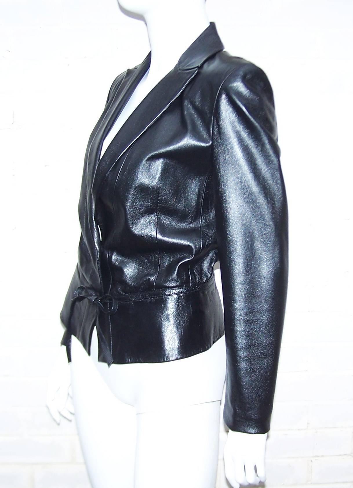Women's Edgy & Chic C.1990 Richard Tyler Black Leather Jacket