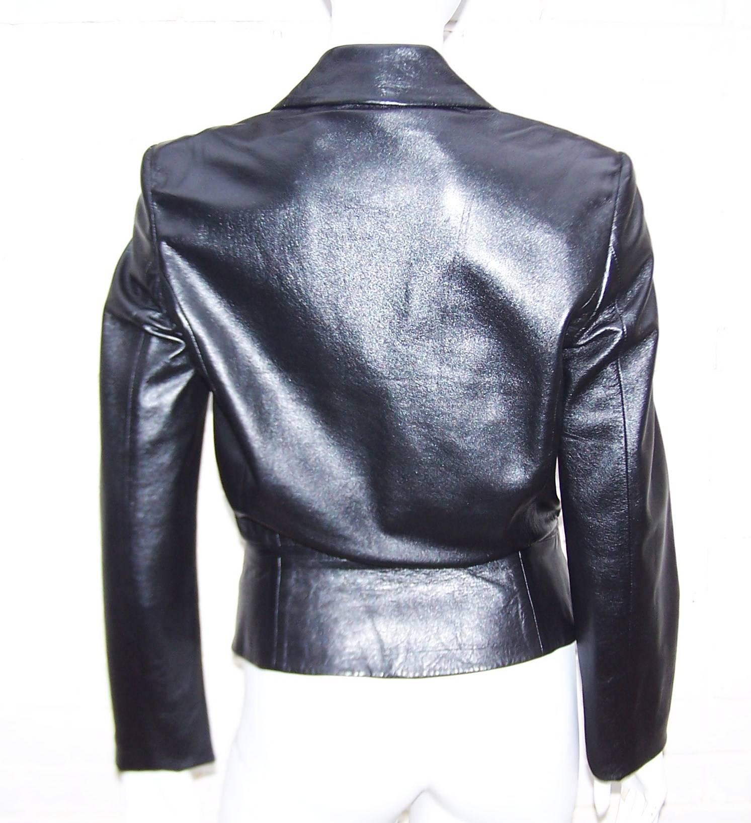 Edgy & Chic C.1990 Richard Tyler Black Leather Jacket 1