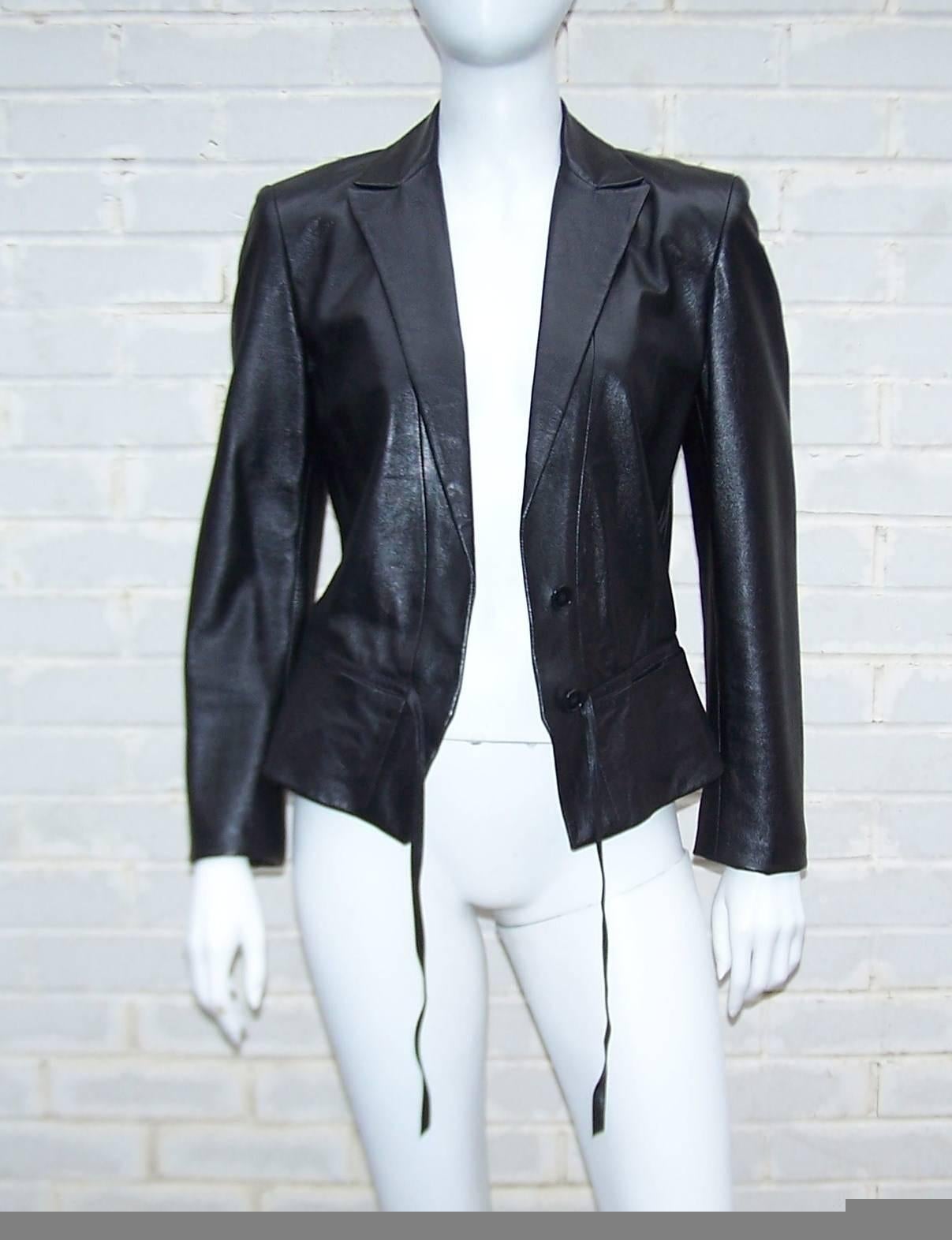 Edgy & Chic C.1990 Richard Tyler Black Leather Jacket 2