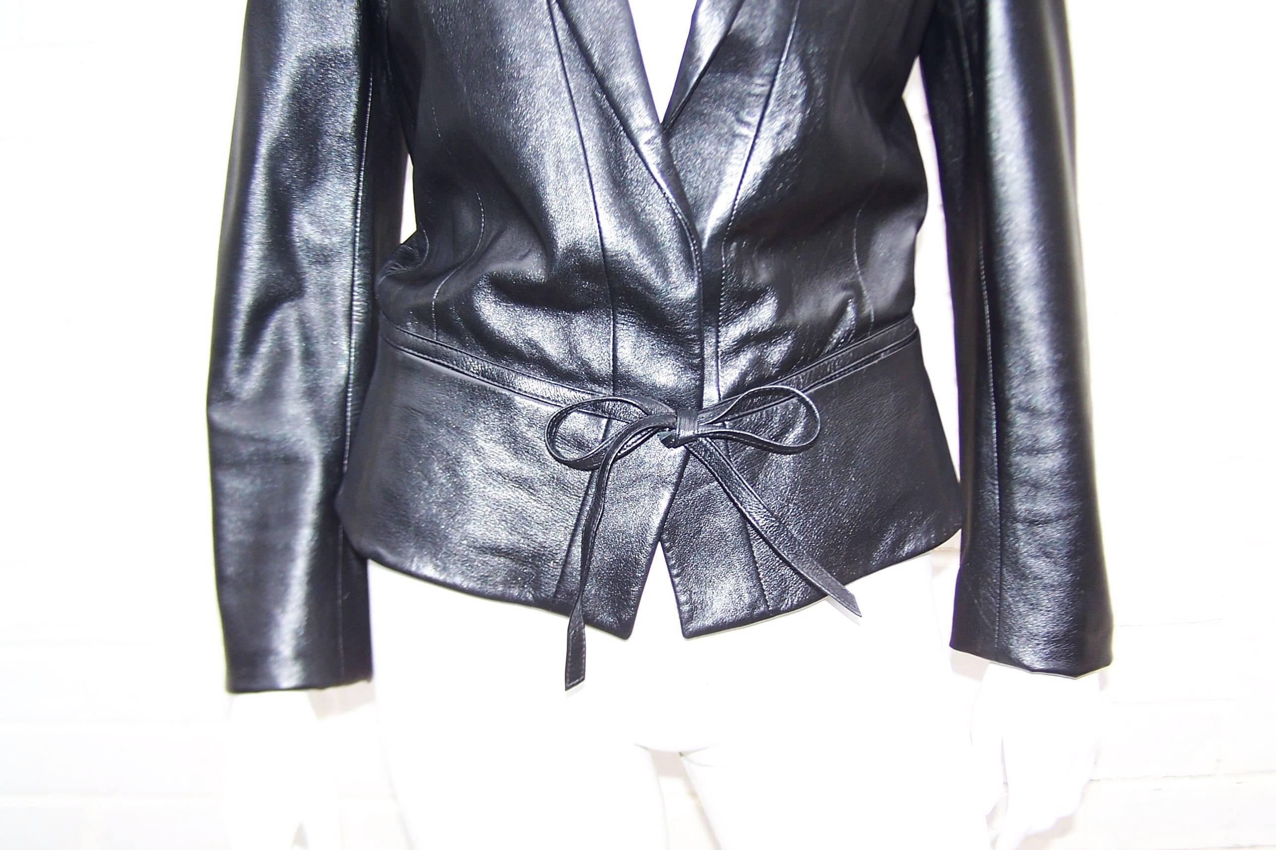 Edgy & Chic C.1990 Richard Tyler Black Leather Jacket 3