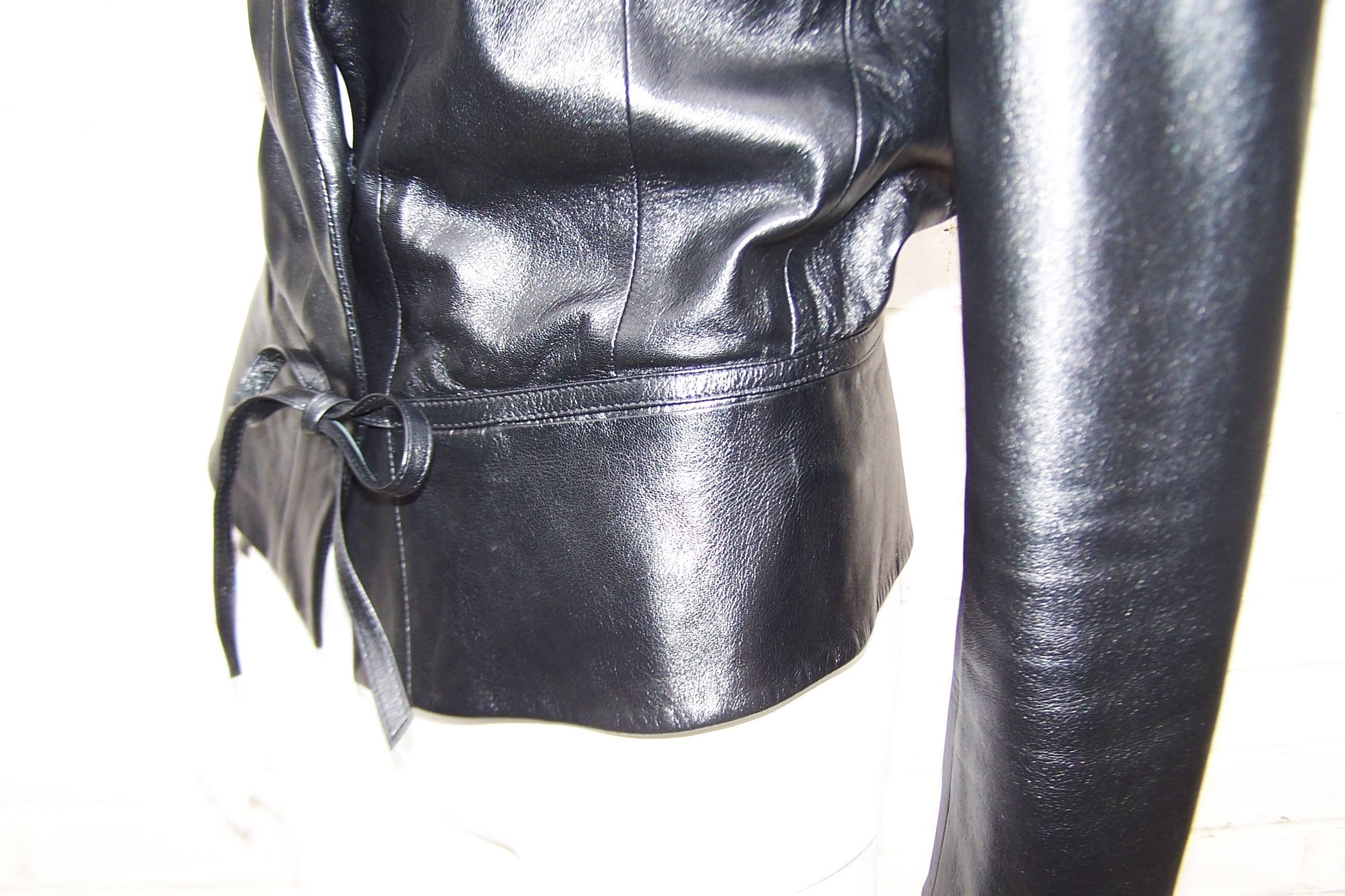 Edgy & Chic C.1990 Richard Tyler Black Leather Jacket 4
