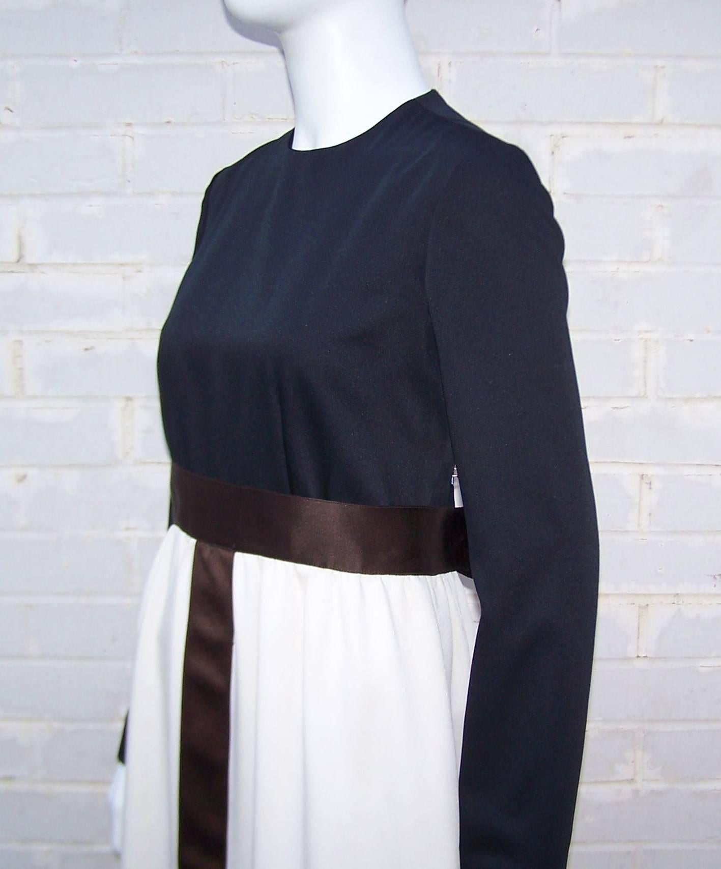 Color Block C.1980 Rodrigues for Peter Clements Satin Dress 3