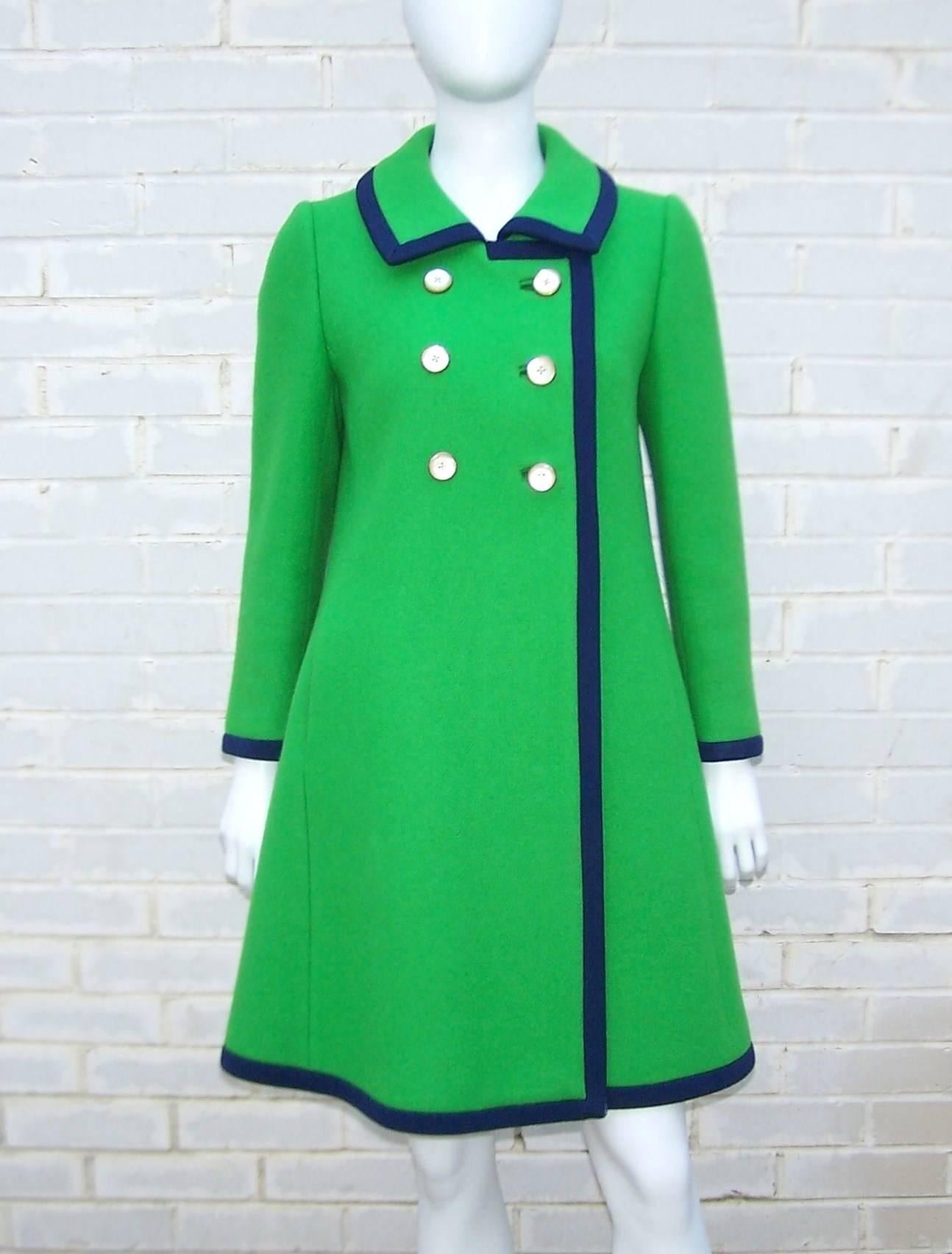 Remember the television show 'That Girl'?  Marlo Thomas had the ultimate wardrobe that inspired millions...well this gem of a coat would have fit right into her closet.  Designed by the artistic direction of Adolph Schuman for his company Lilli Ann,