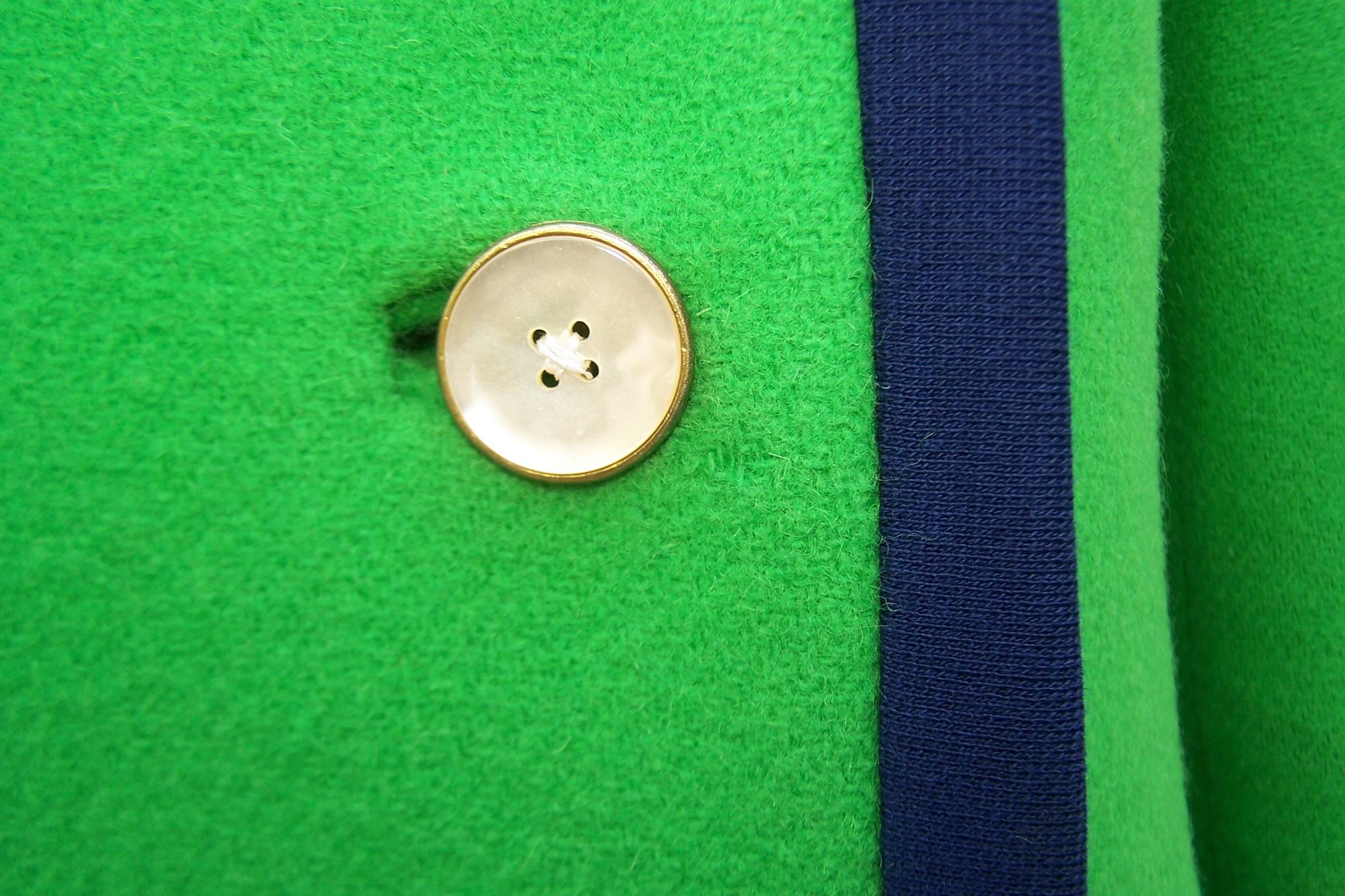 Mod 1960's Lilli Ann 'That Girl' Kelly Green & Navy Blue Wool Coat 1