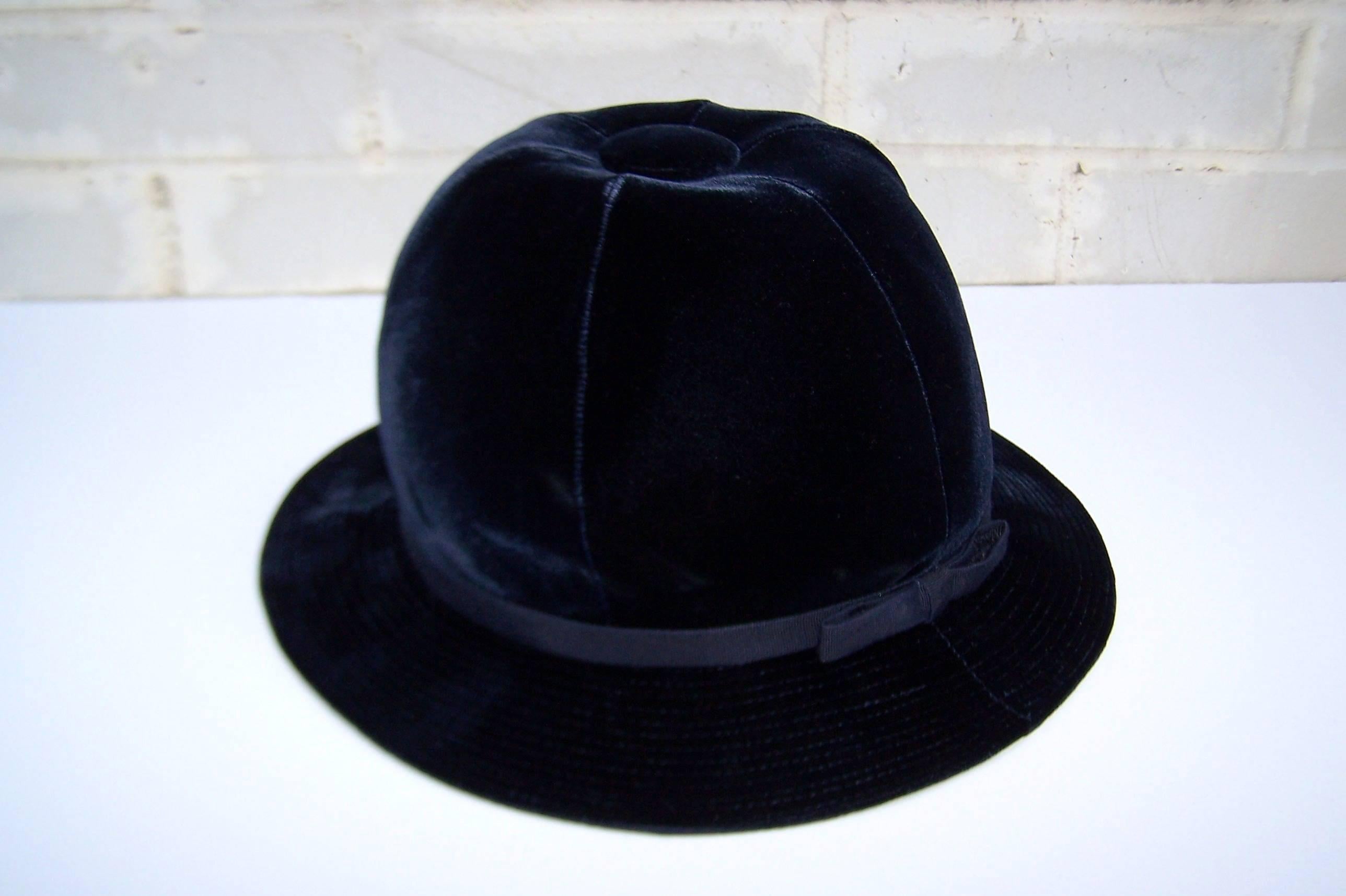 1960's Adolfo Blue Velvet Bucket Style Hat For Saks Fifth Avenue  3
