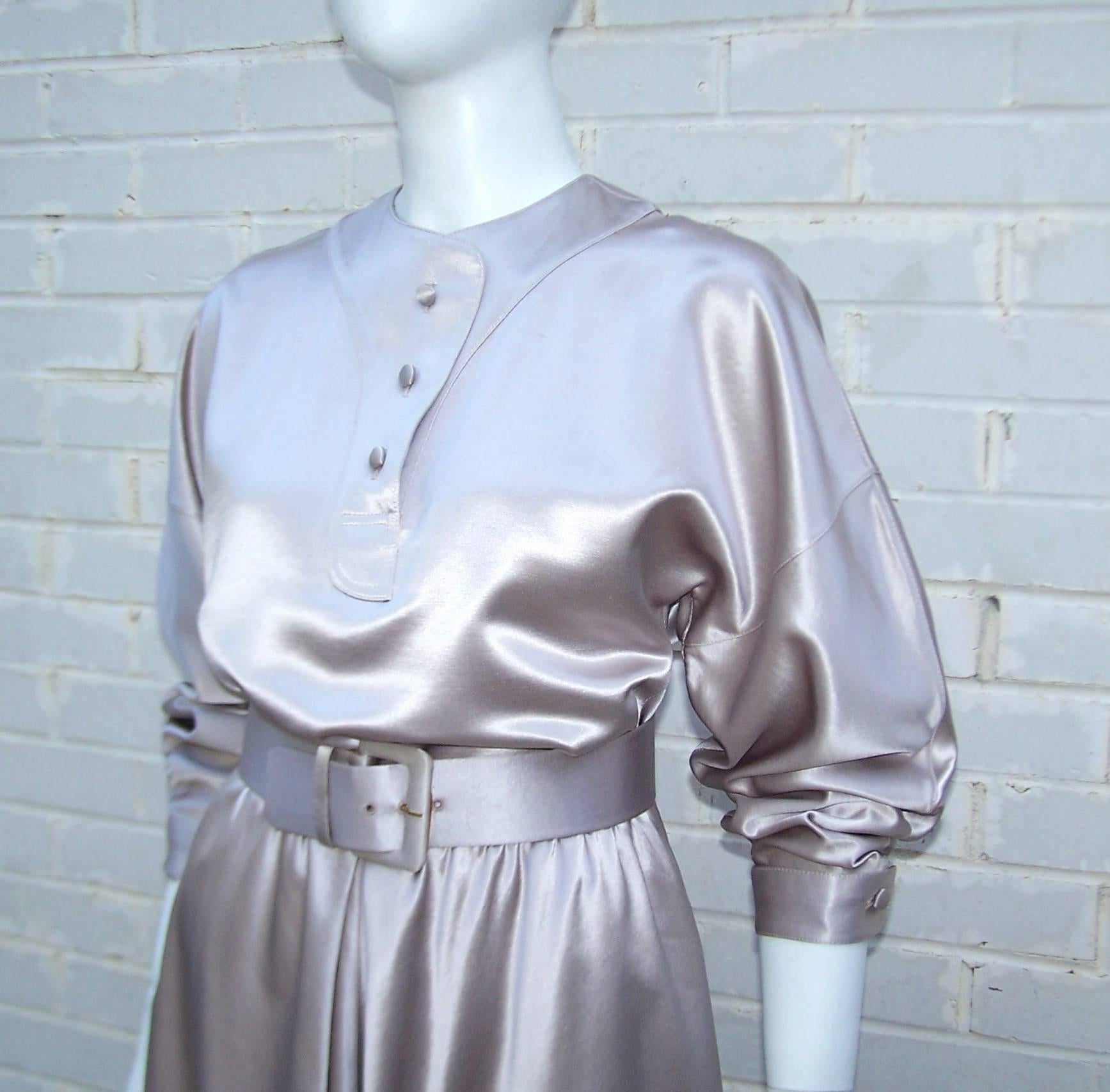Women's Futuristic 1970's Geoffrey Beene Platinum Silver 2-Piece Evening Dress