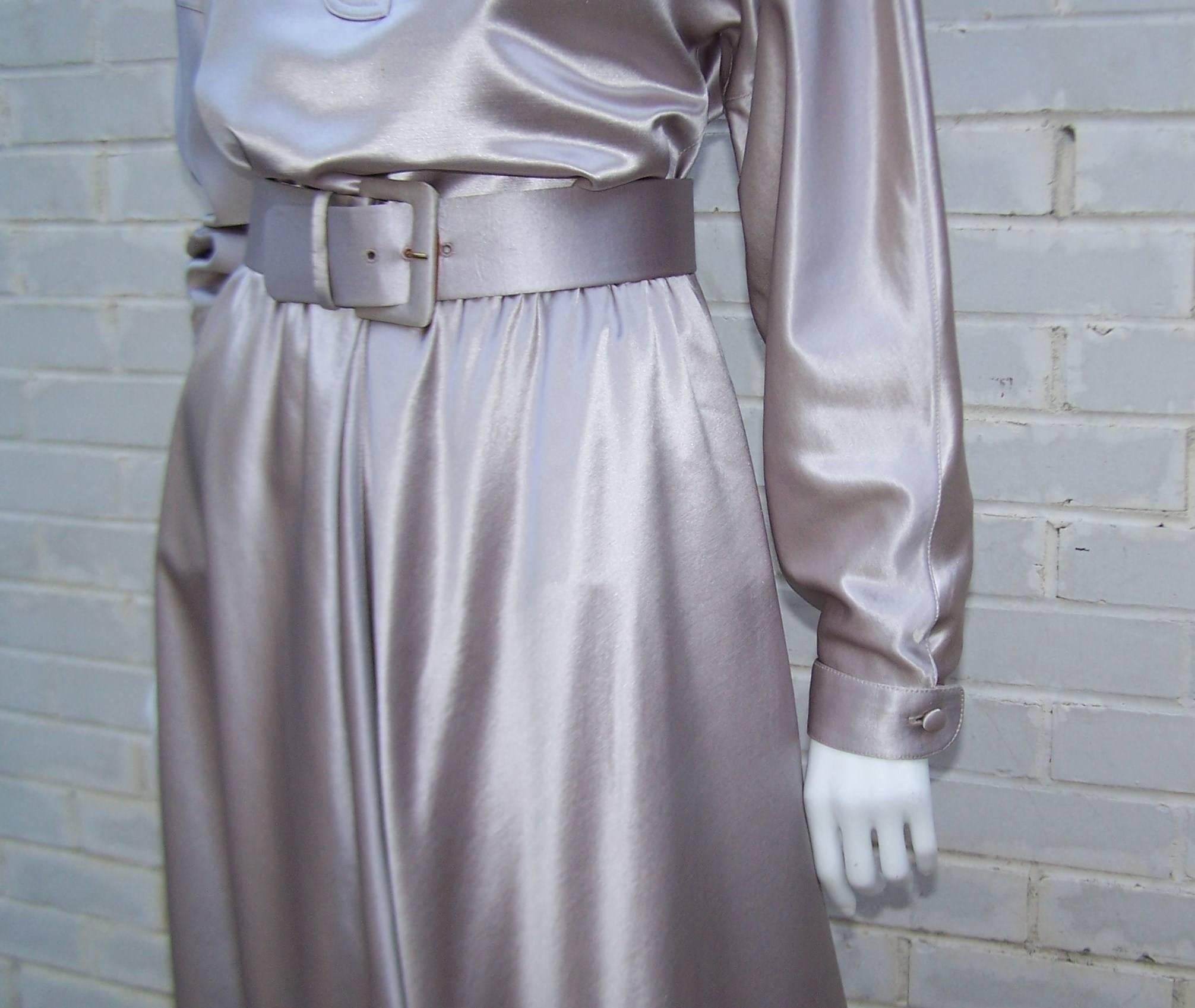 Futuristic 1970's Geoffrey Beene Platinum Silver 2-Piece Evening Dress 2