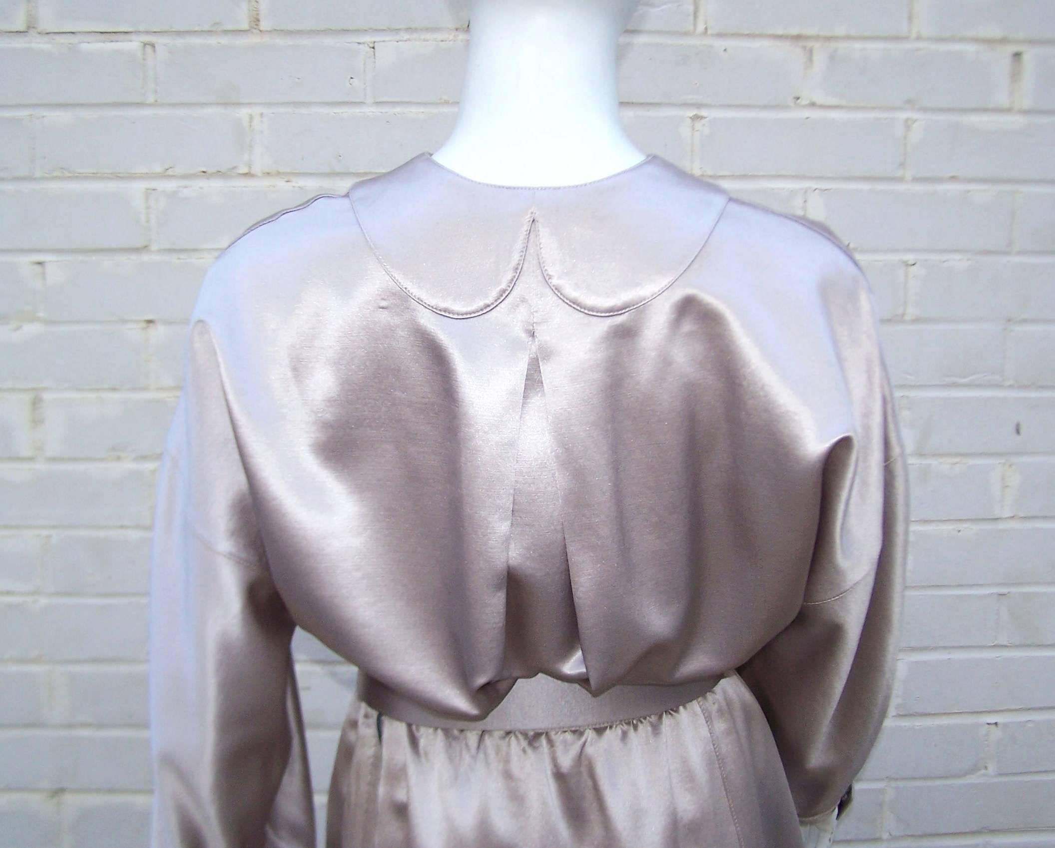 Futuristic 1970's Geoffrey Beene Platinum Silver 2-Piece Evening Dress 3