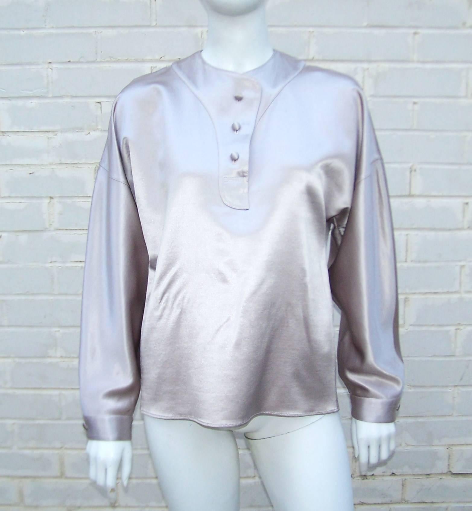 Futuristic 1970's Geoffrey Beene Platinum Silver 2-Piece Evening Dress 4