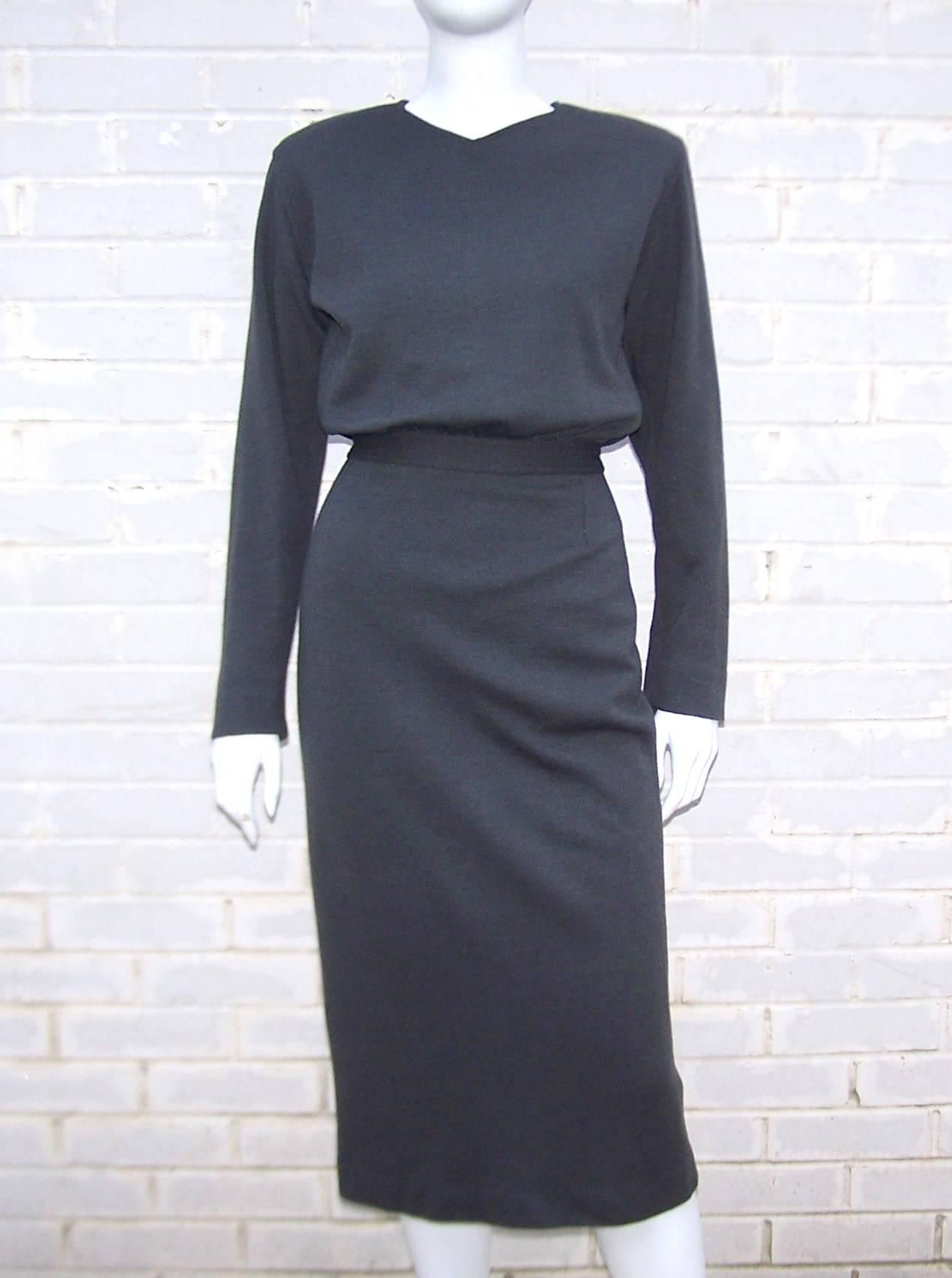 Post Modern 1980's Cinzia Ruggeri Retro Futuristic Wool Dress  In Excellent Condition In Atlanta, GA