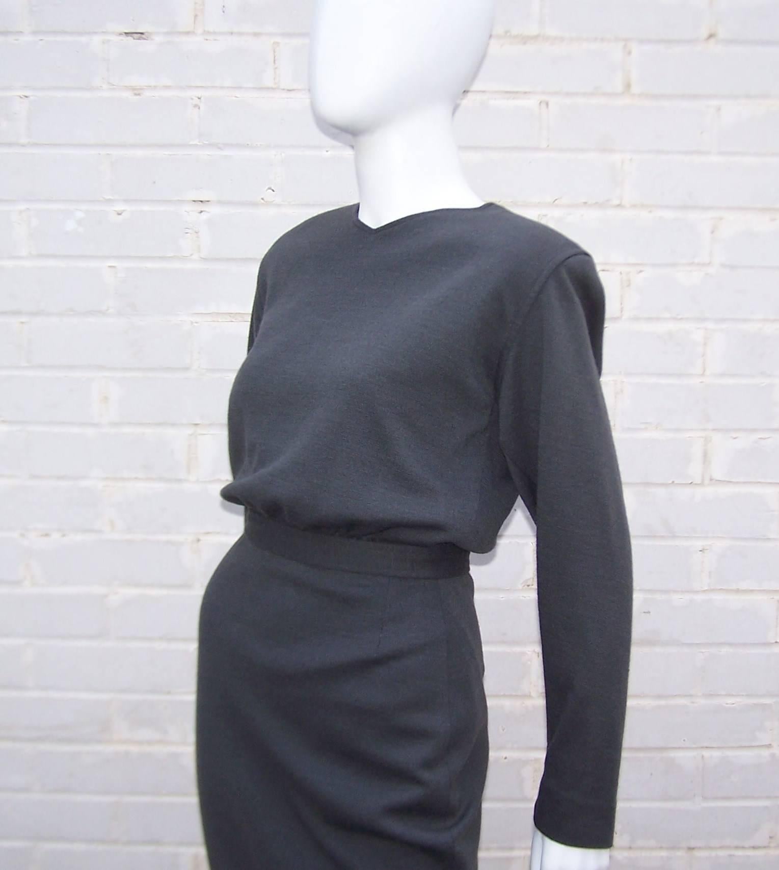 Post Modern 1980's Cinzia Ruggeri Retro Futuristic Wool Dress  1